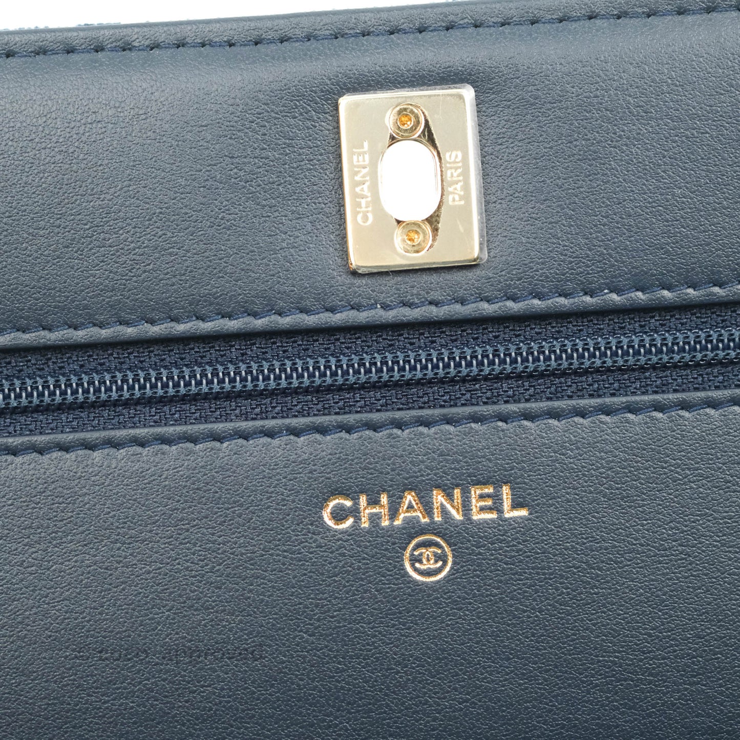 Chanel Quilted Crystal Pearl Crush Wallet on Chain WOC Navy Velvet Gold Hardware