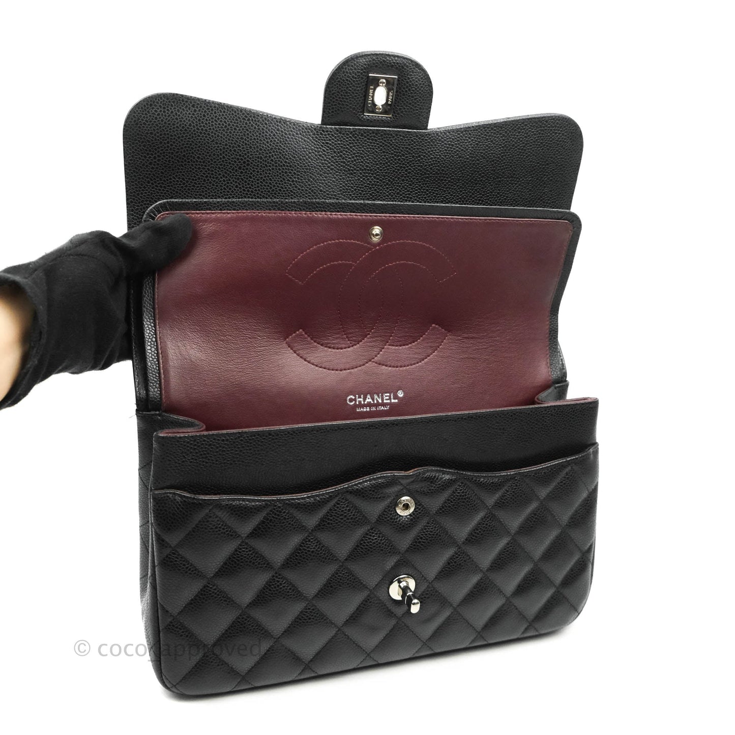 Chanel Jumbo Double Flap Black Caviar Silver Hardware⁣⁣