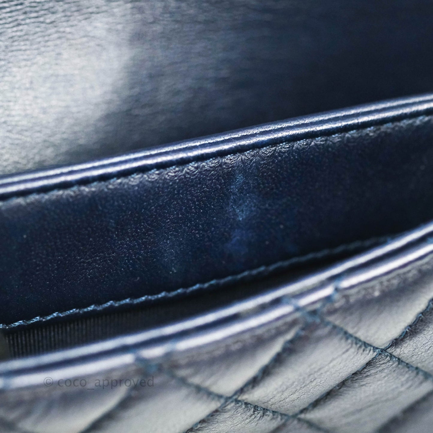 Chanel Flat Flap Bag With Chain Navy Calfskin Gold Hardware
