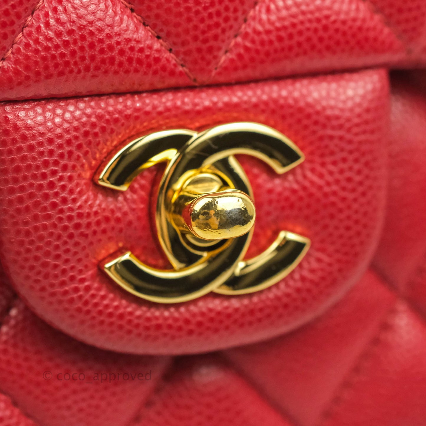Chanel Classic M/L Medium Double Flap Red Caviar Gold Hardware