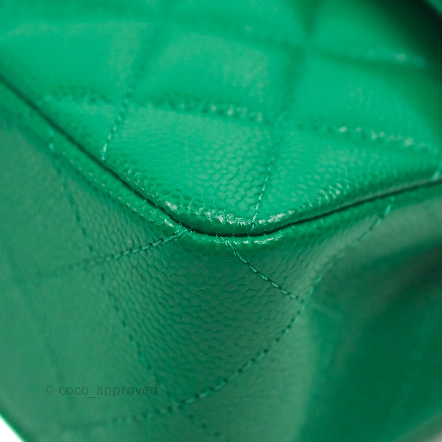 Chanel Small Classic Quilted Flap Green Caviar Silver Hardware 20B