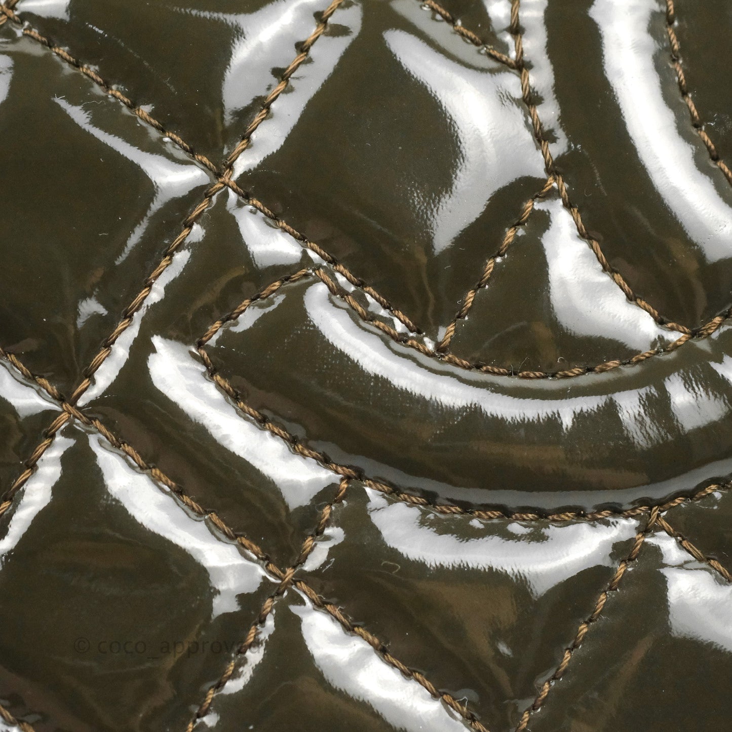 Chanel CC Tote Quilted Dark Green Patent Silver Hardware