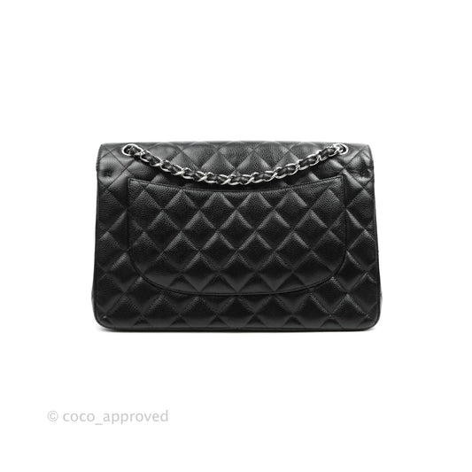 Chanel Jumbo Double Flap Black Caviar Silver Hardware⁣⁣