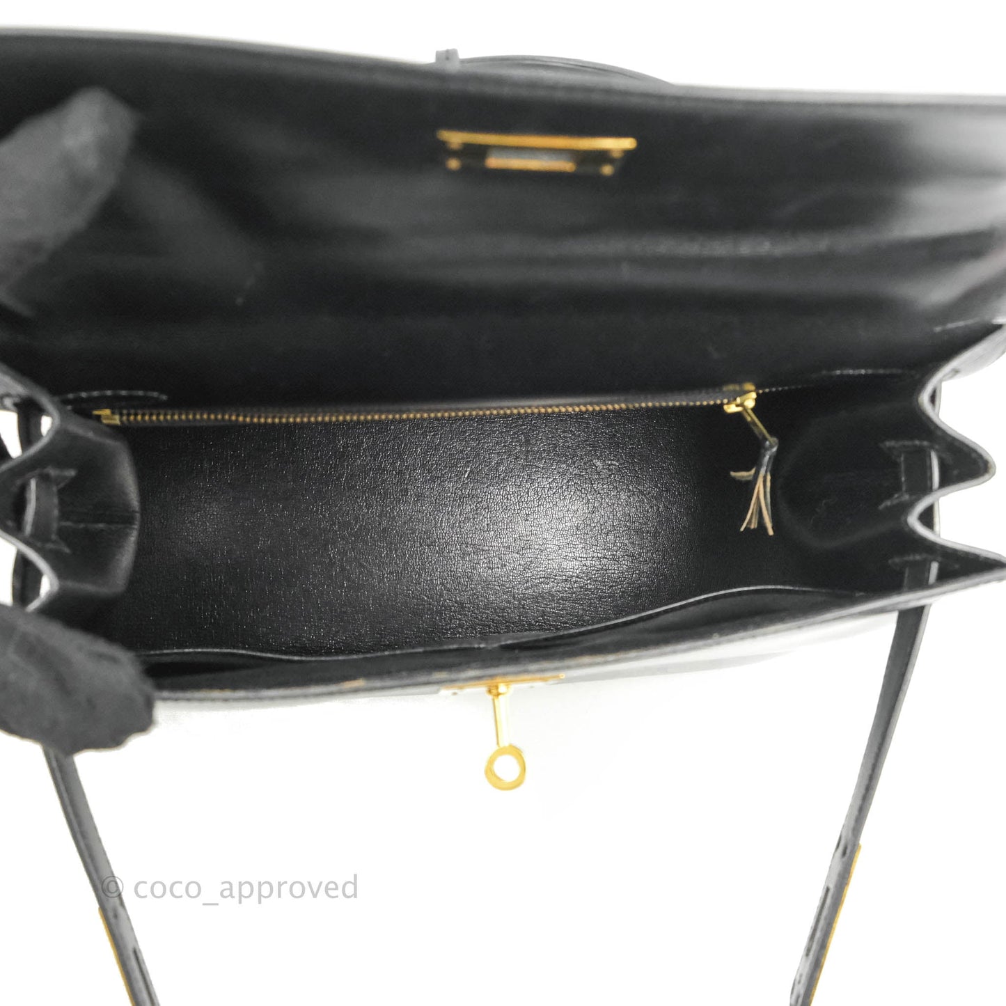 Hermès Kelly 28 Vintage Sellier Black Box Leather Gold Hardware