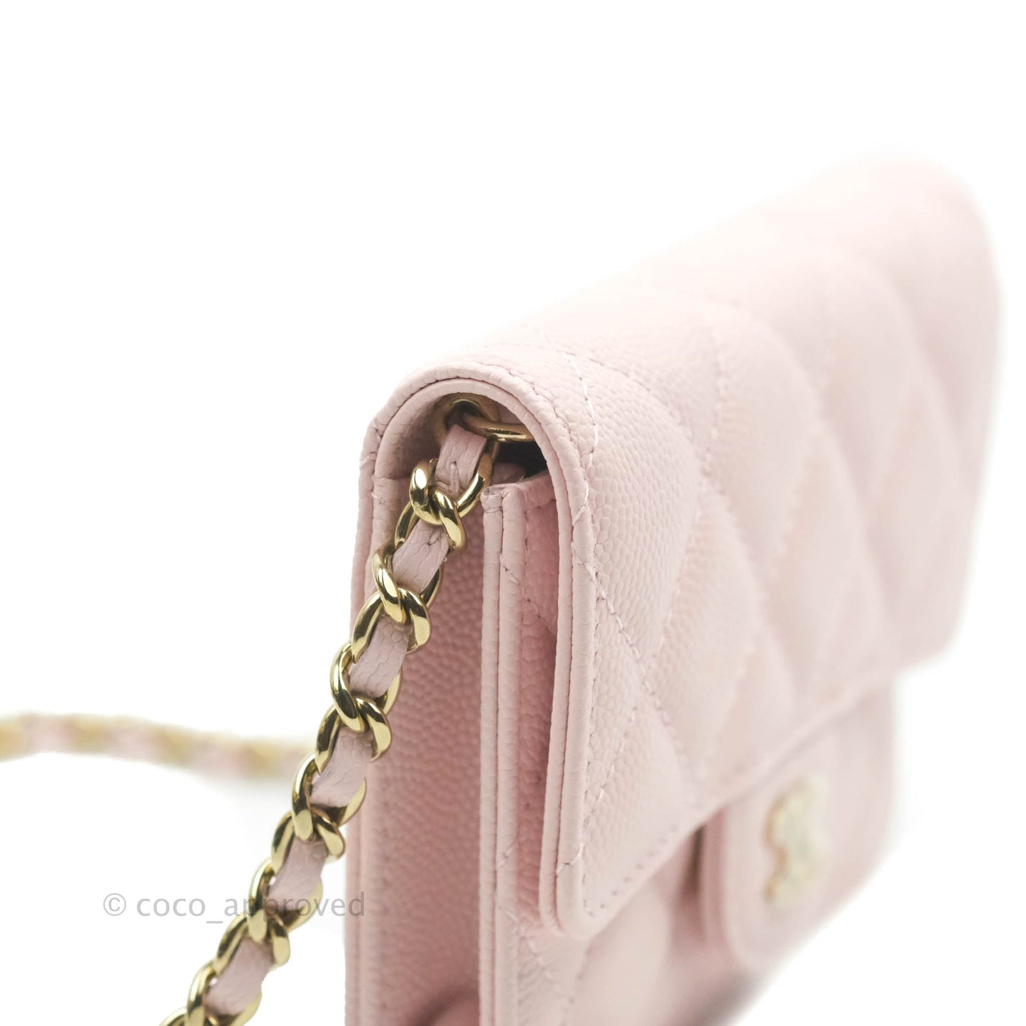 Chanel Mini Wallet With Chain Light Pink Caviar Gold Hardware