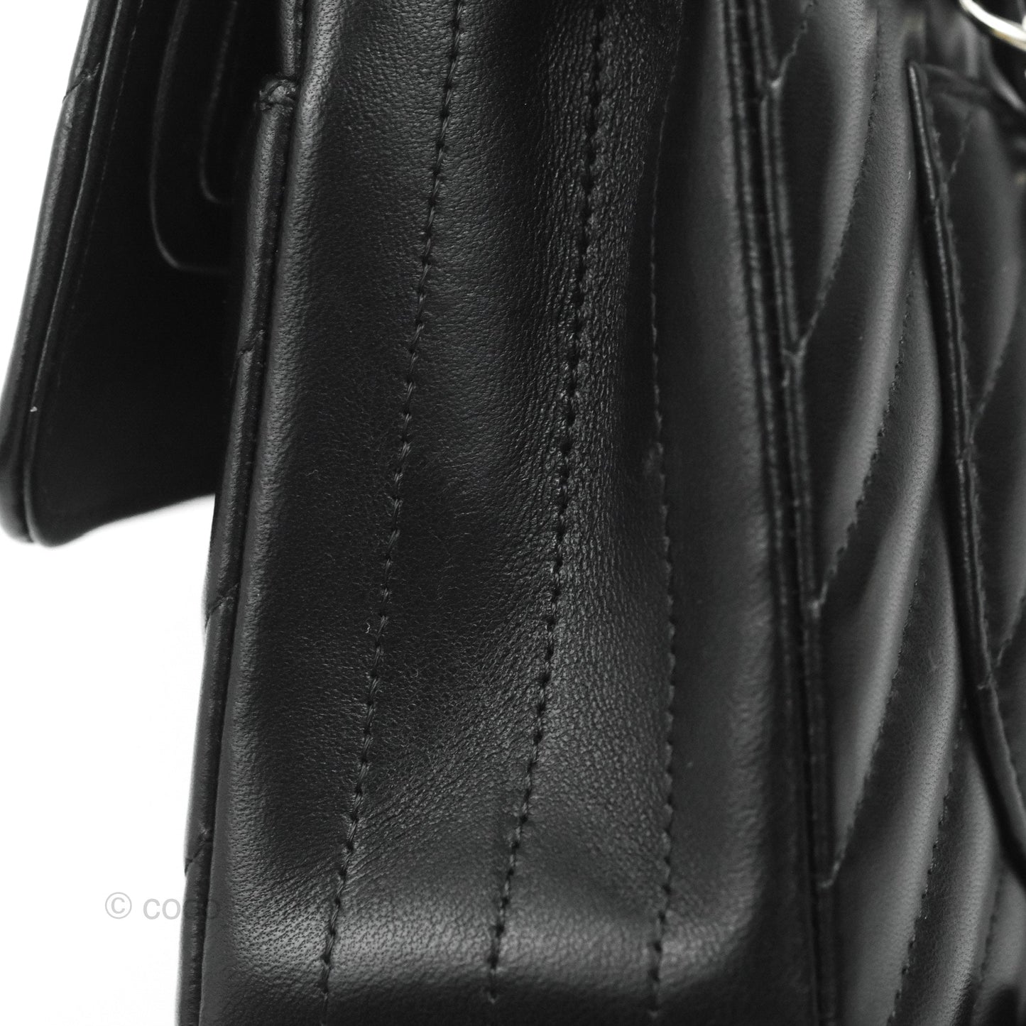 Chanel Small Classic Flap Chevron Black Lambskin Silver Hardware 21C