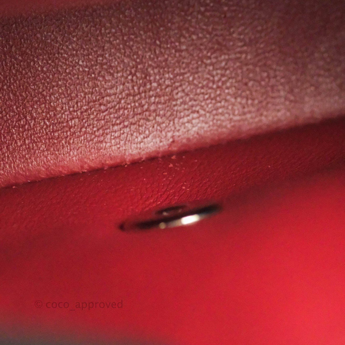 Chanel Quilted Mini Square Red Caviar Silver Hardware 17B