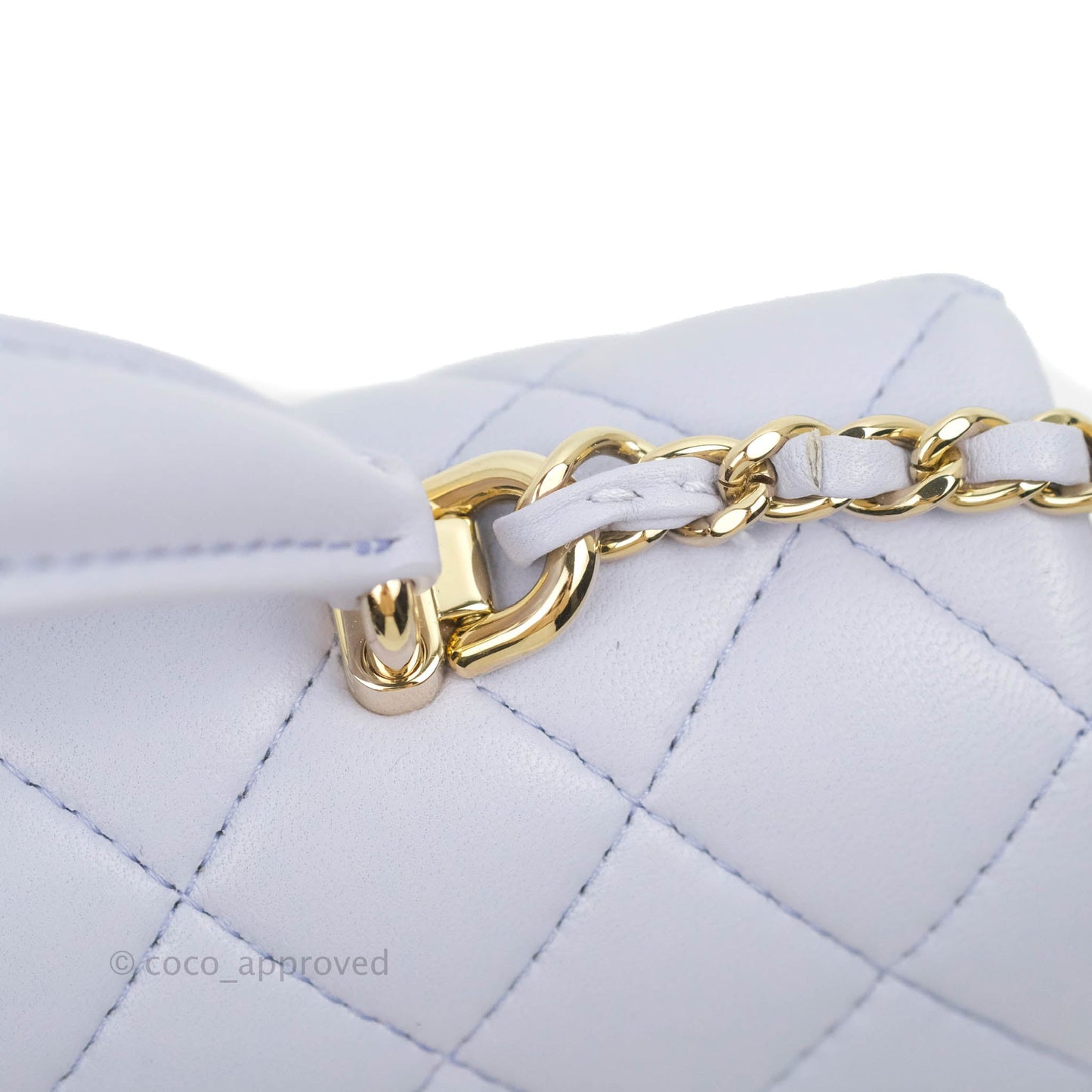 Chanel Top Handle Mini Rectangular Flap Bag Lilac Lambskin Aged Gold Hardware 21K