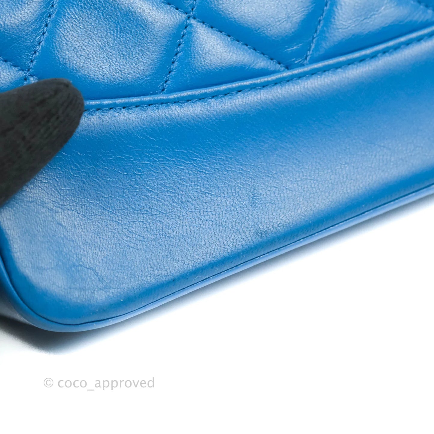 Chanel Vintage Trapezoid Flap Bag Blue Lambskin 24K Gold Hardware