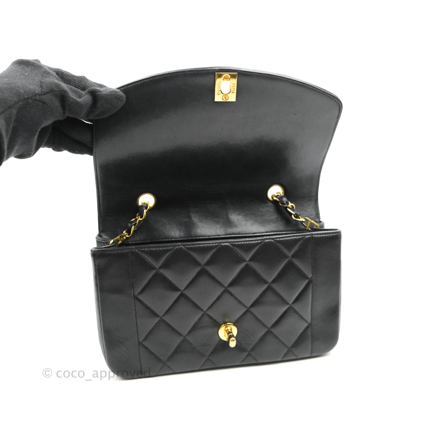 Chanel Black Quilted Lambskin Small Vintage Classic Diana Flap Bag