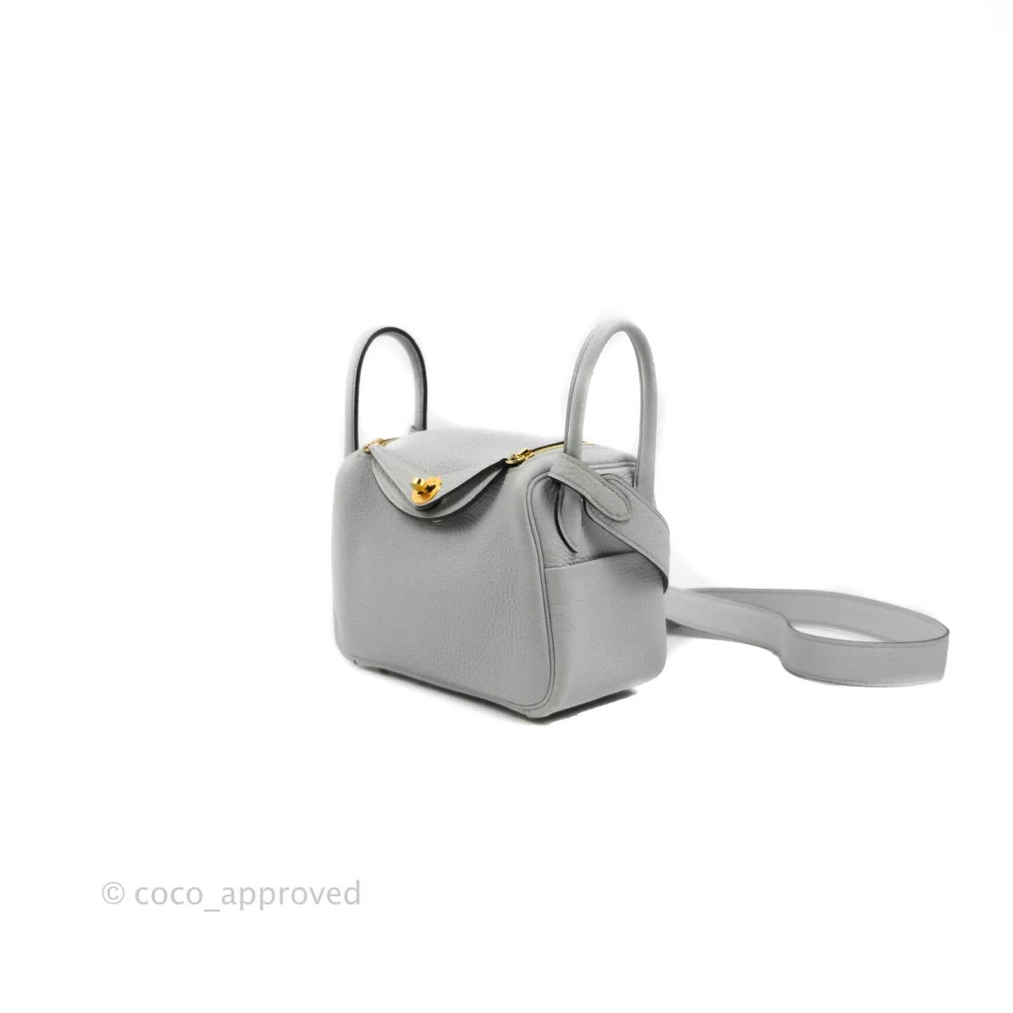 Hermès Mini Lindy 20 Blue Pale Clemence Gold Hardware