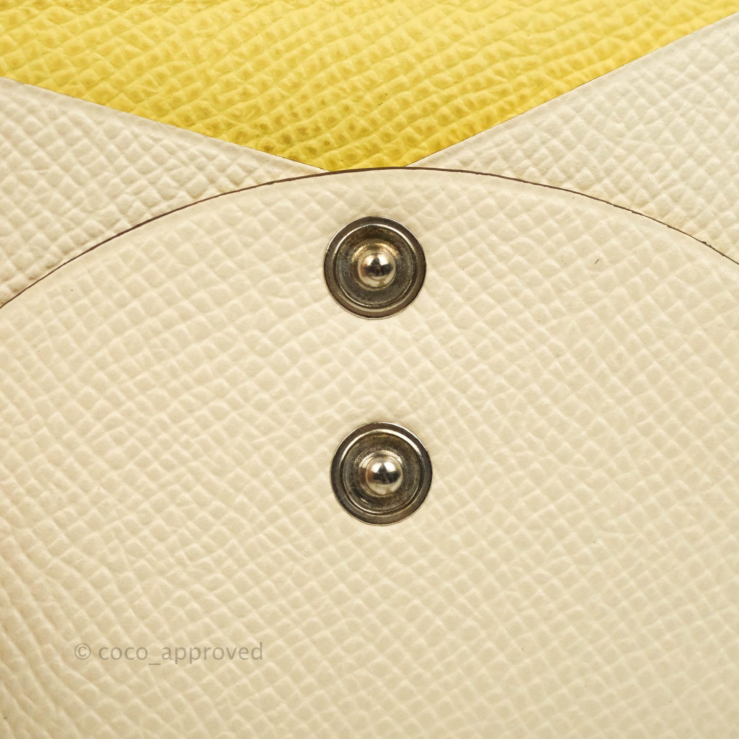 Hermès Calvi Duo Verso Card Case Nata/Jaune Poussin Epsom