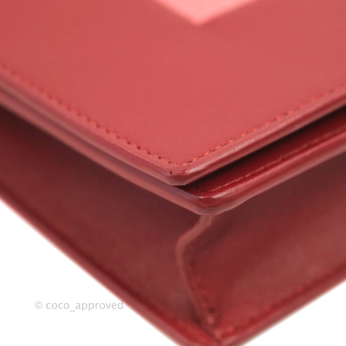 Celine Frame Evening Clutch On Chain Red Pink Smooth Lambskin Silver Hardware