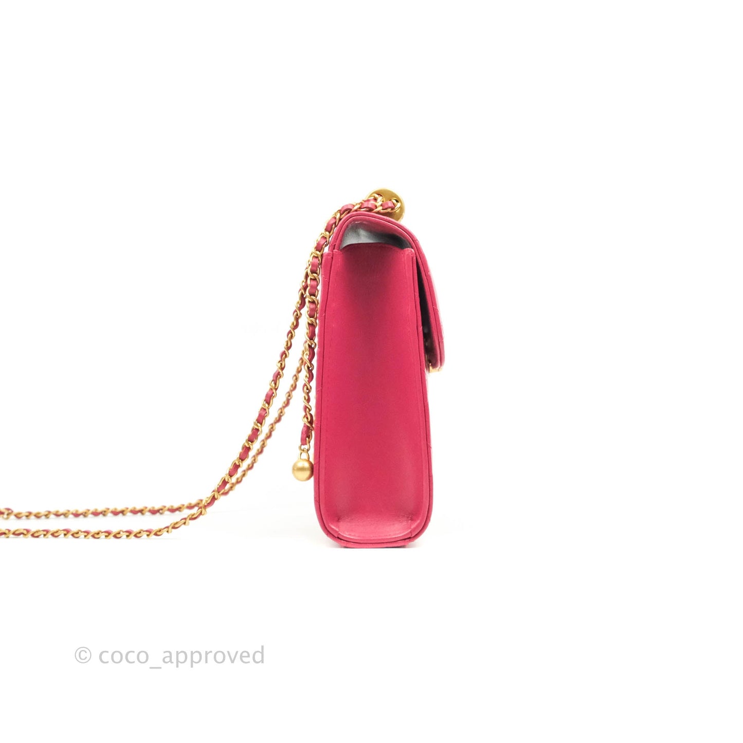Chanel Quilted Perfect Fit Dark Pink Phone Holder Aged Gold Hardware