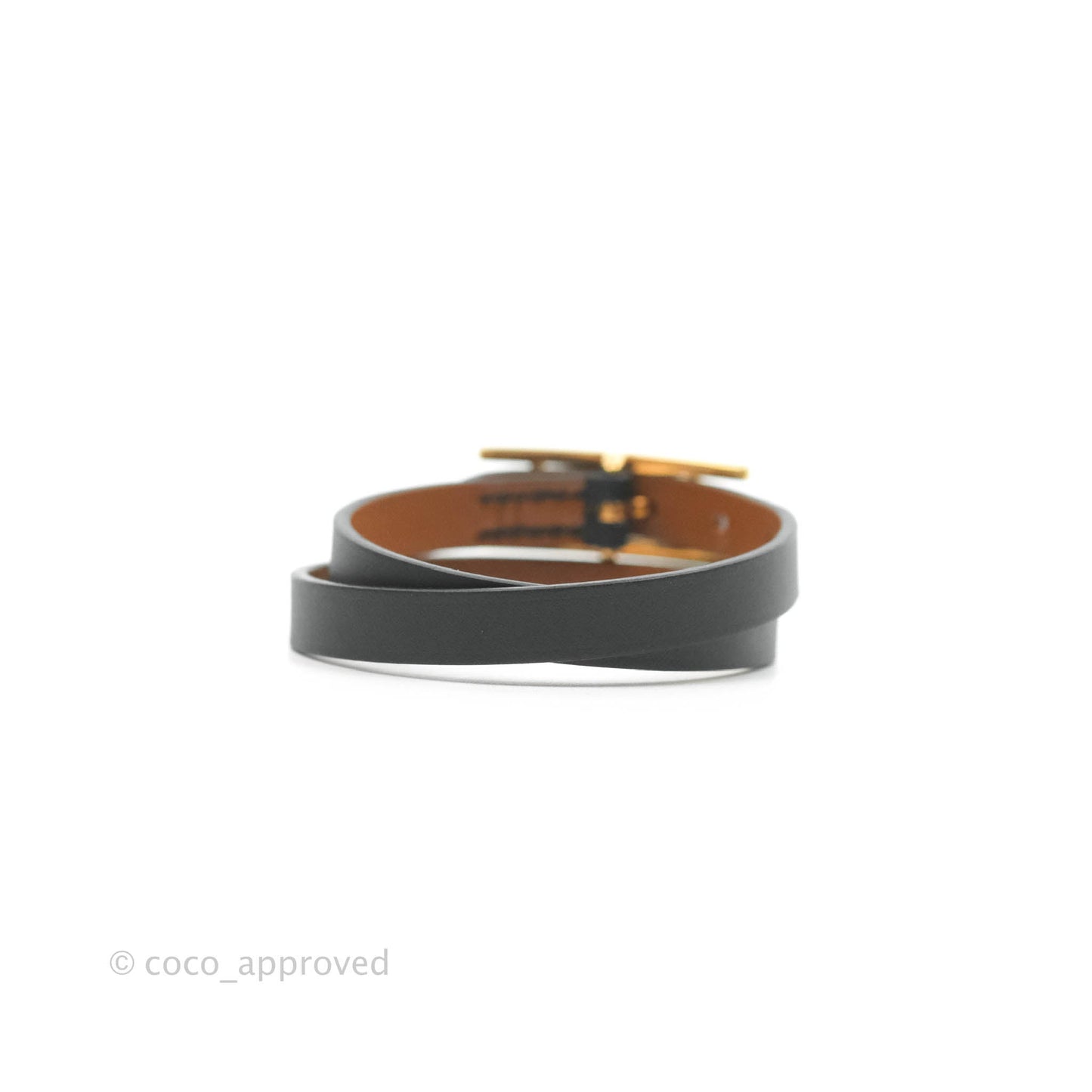 Hermès Veau Behapi Single Tour Bracelet Black Fauve