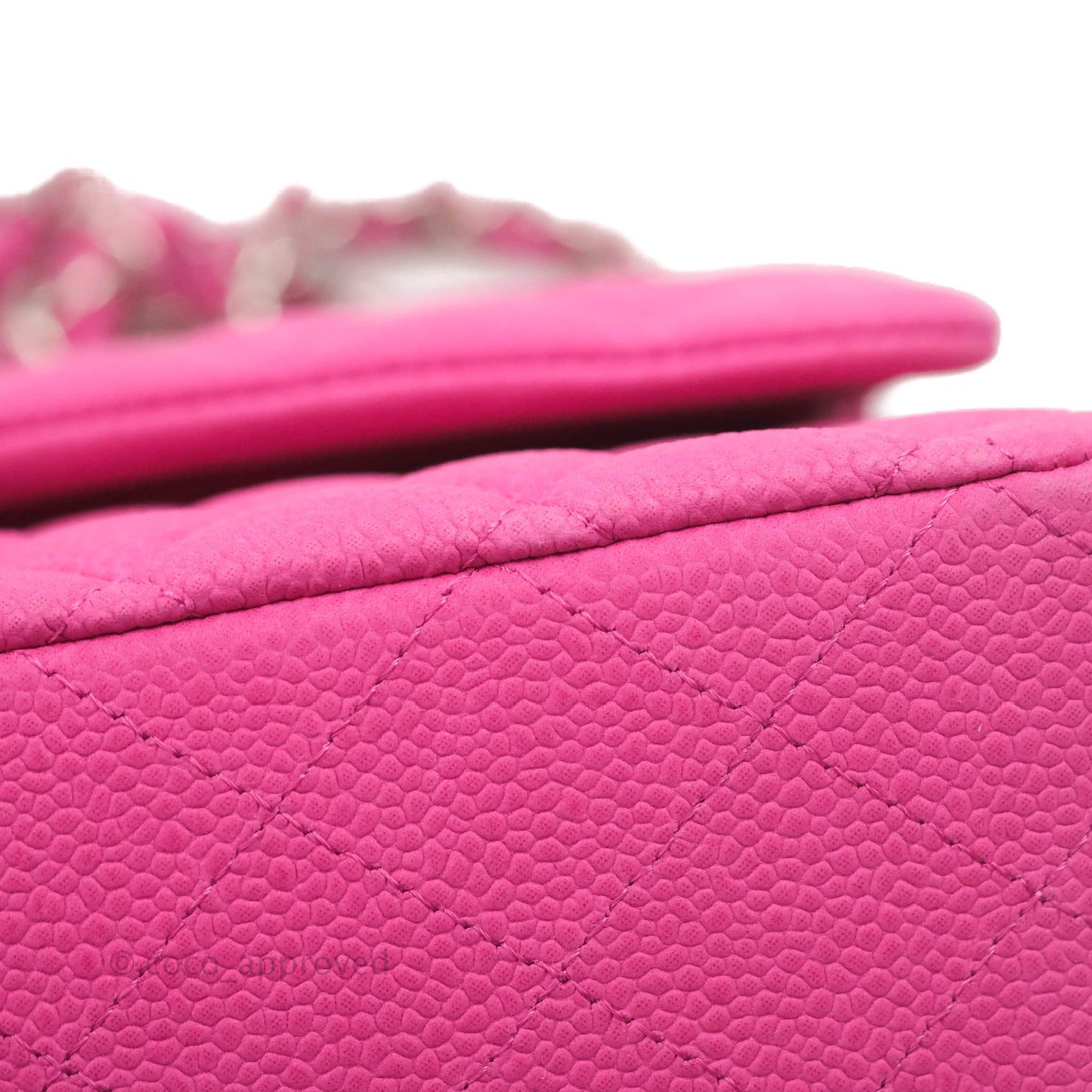 Chanel Classic M/L Medium Flap Quilted Pink Matte Caviar Silver Hardware