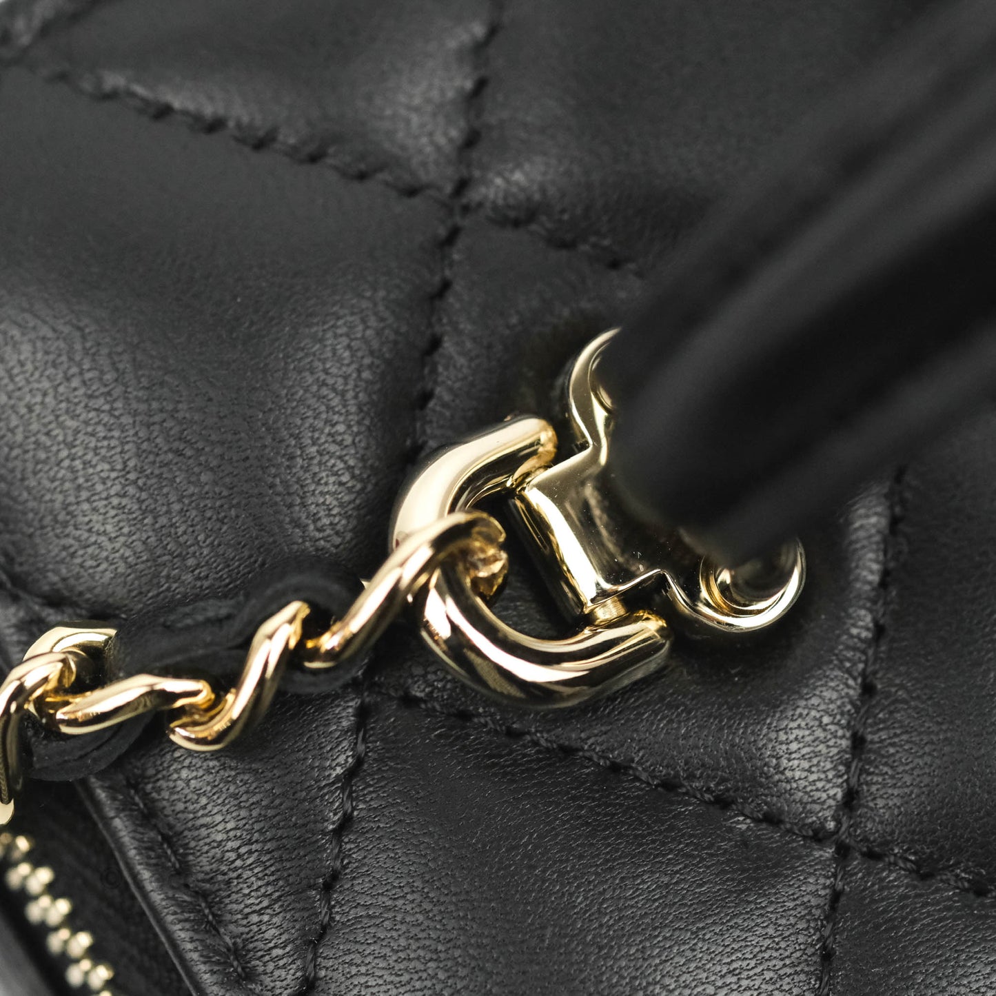 Chanel Vanity Rectangular Top Handle Black Lambskin Gold Hardware