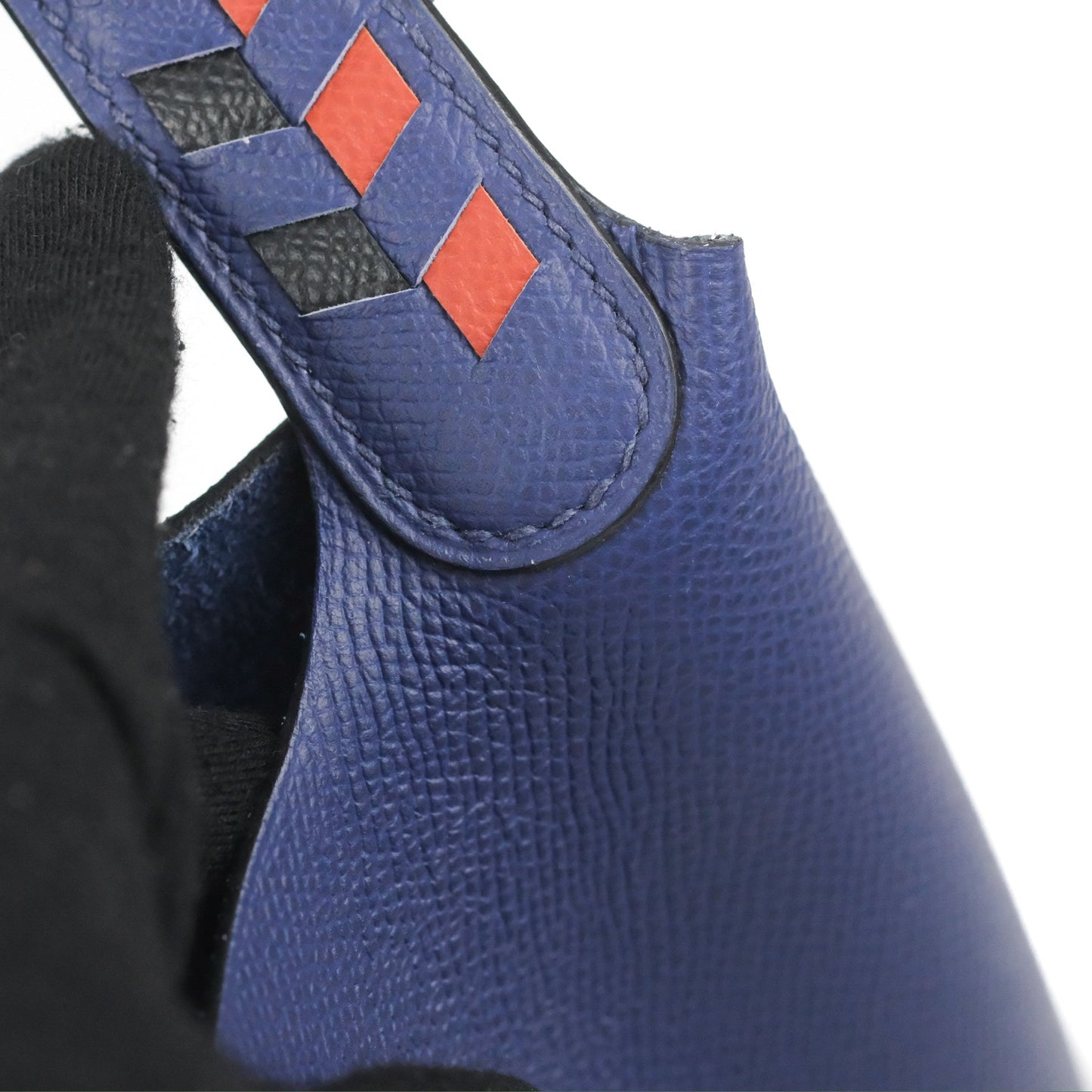 Hermès Tressage De Cuir Picotin Lock 22 Bleu Encre/Brique/Black Epsom Palladium Hardware