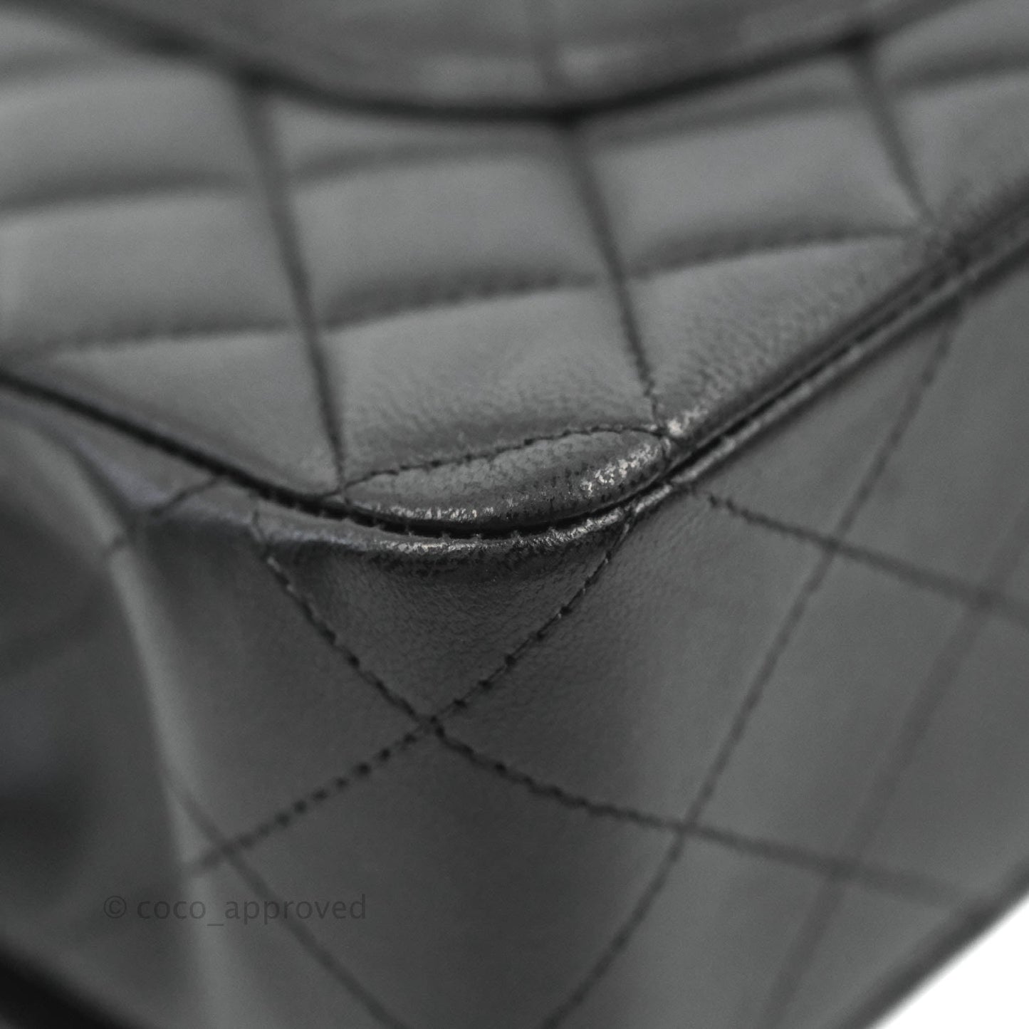 Chanel Classic M/L Medium Flap Quilted Black Lambskin Silver Hardware