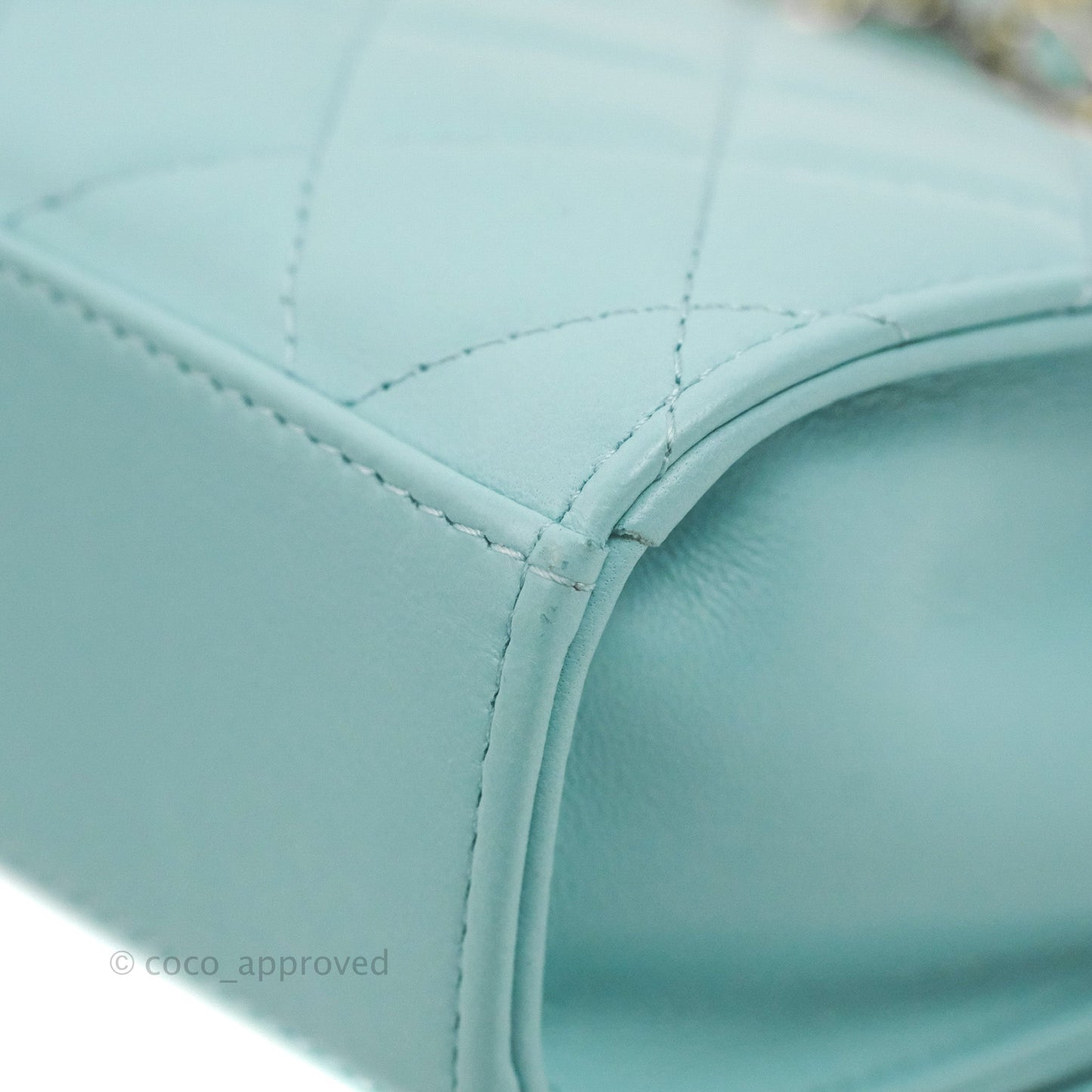 Chanel Mini Quilted Trendy CC Clutch With Chain Tiffany Blue Lambskin Gold Hardware