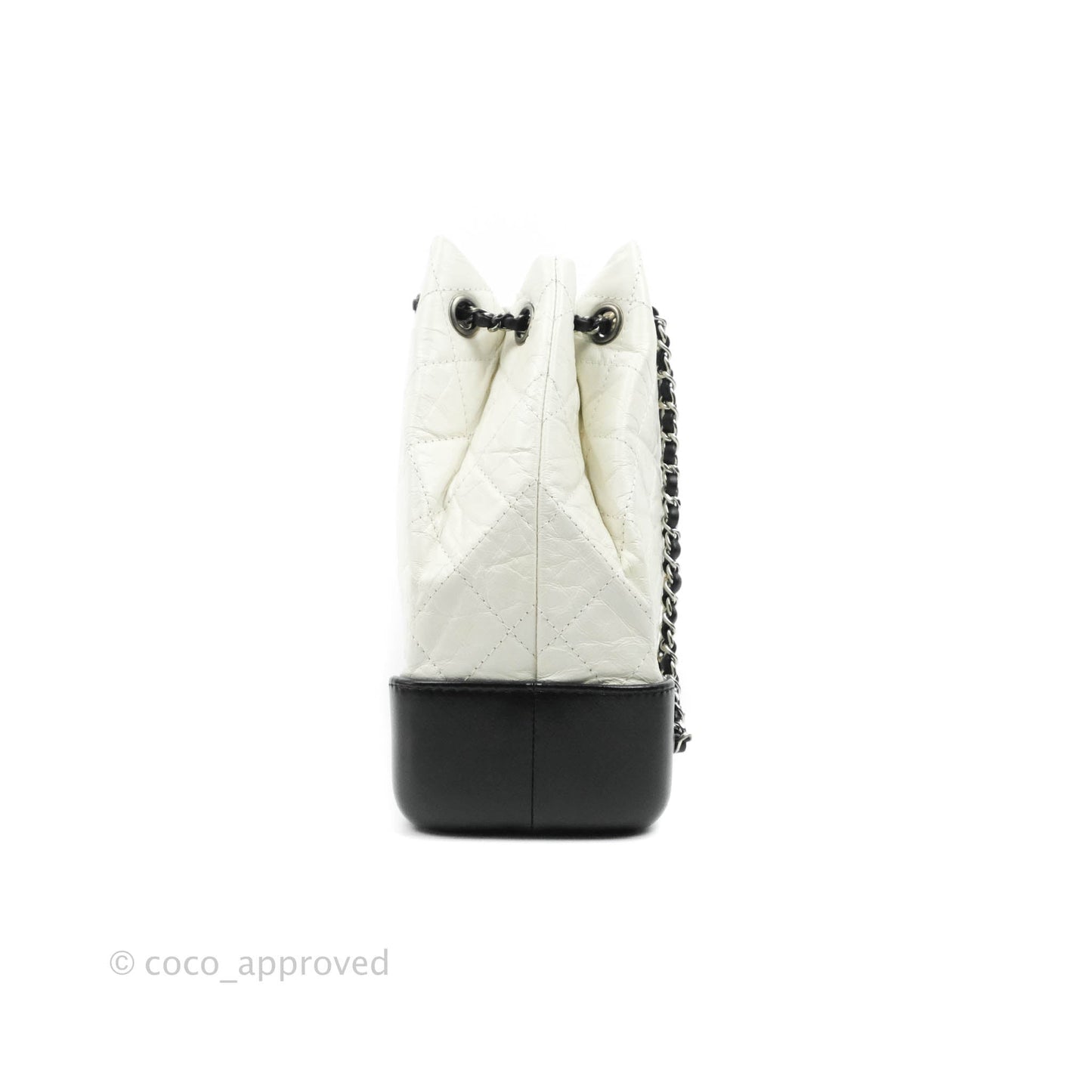 Chanel Small Gabrielle Backpack White Black Aged Calfskin