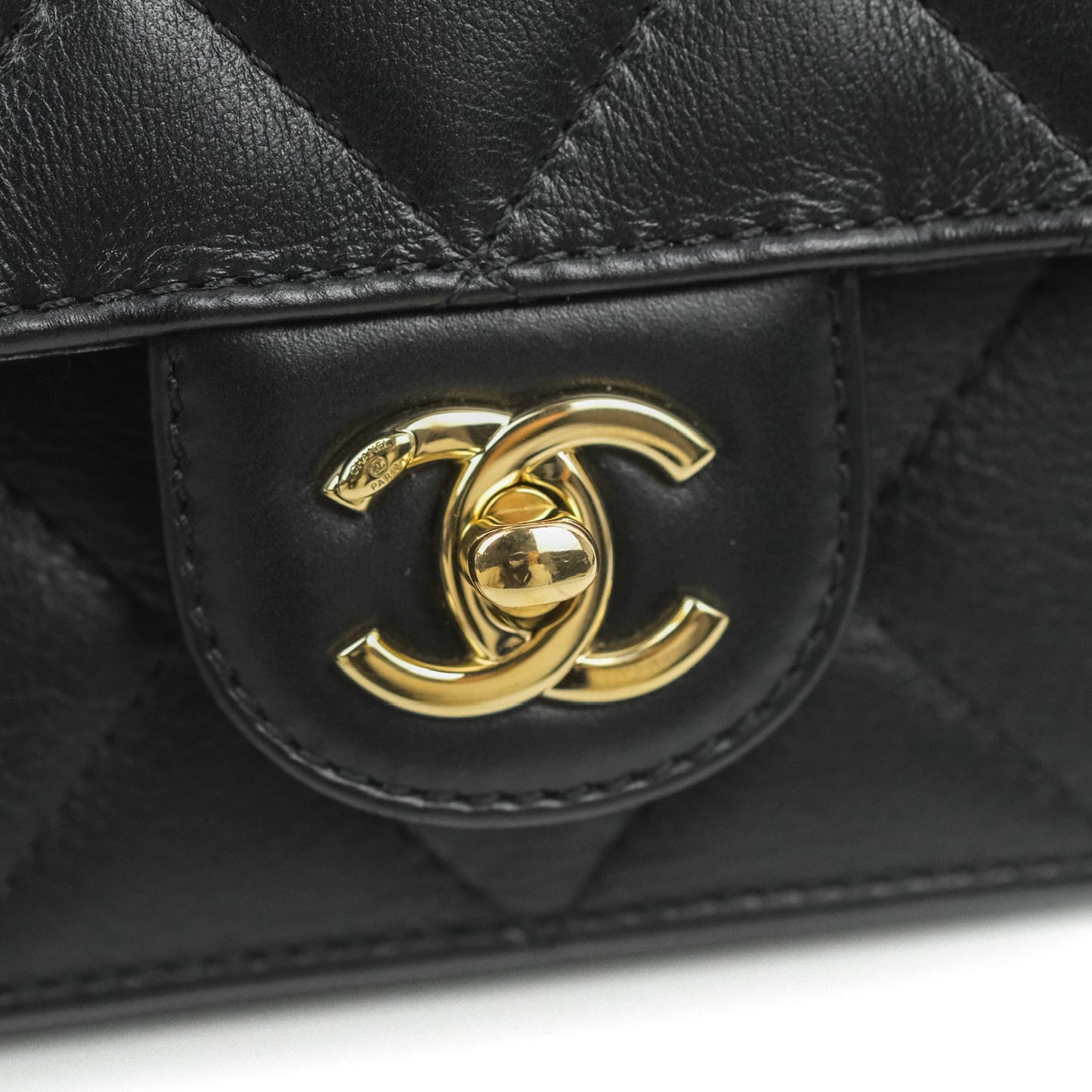 Chanel Small Coco Lady Quilted Flap Bag With Top Handle Black Calfskin Gold Hardware