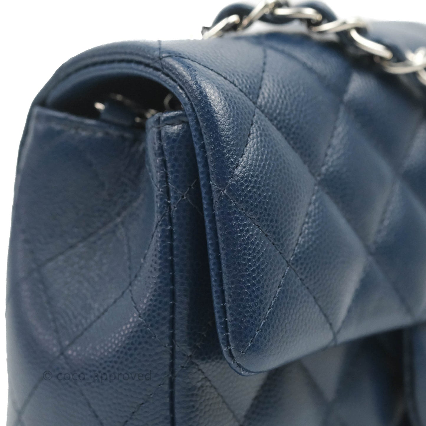 Chanel Quilted Mini Rectangular Flap Blue Caviar Silver Hardware 17B