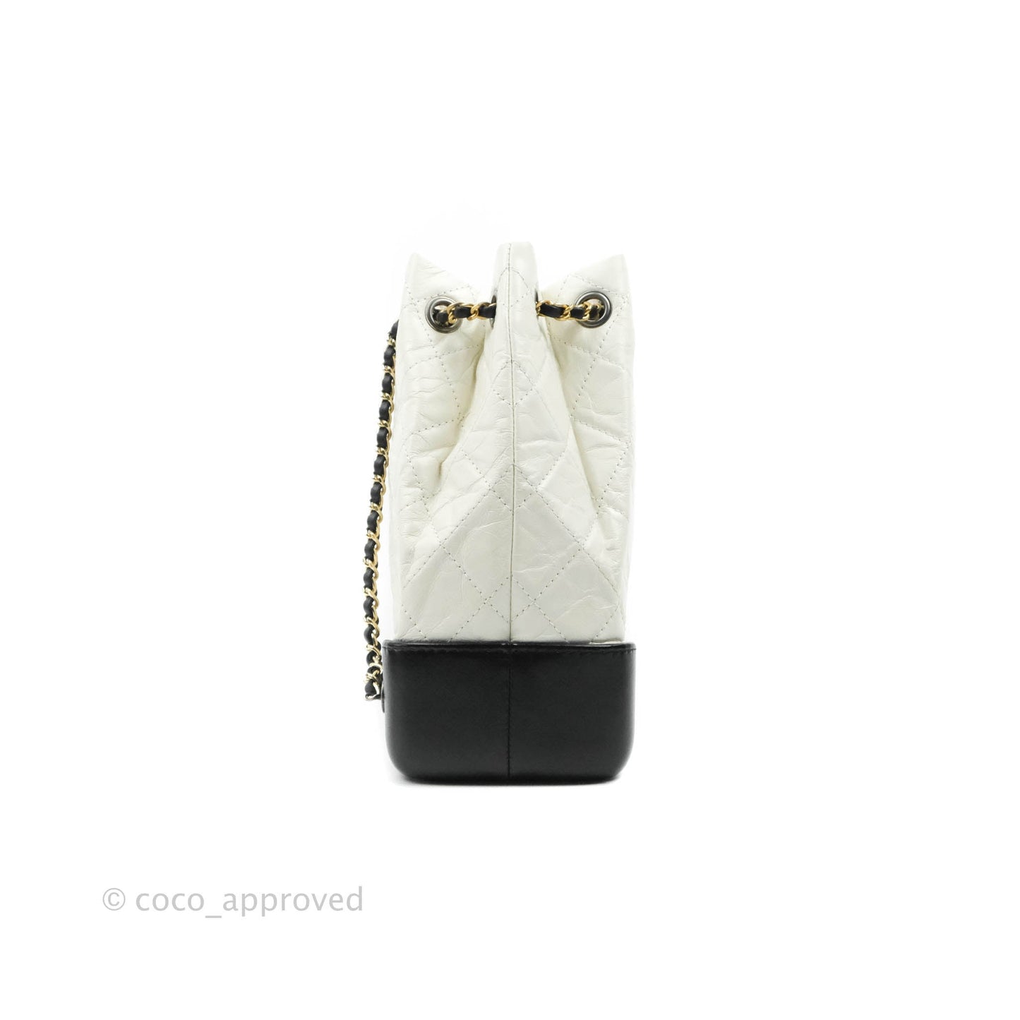 Chanel Small Gabrielle Backpack White Black Aged Calfskin