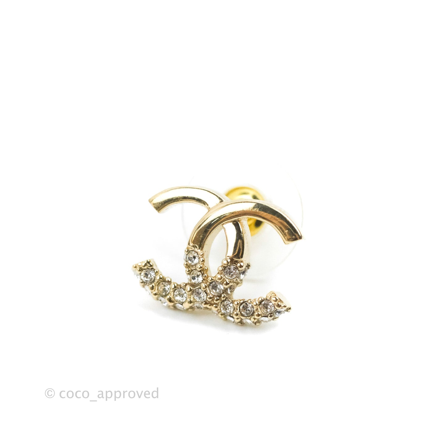 Chanel CC Crystal Earrings Gold Tone 22K