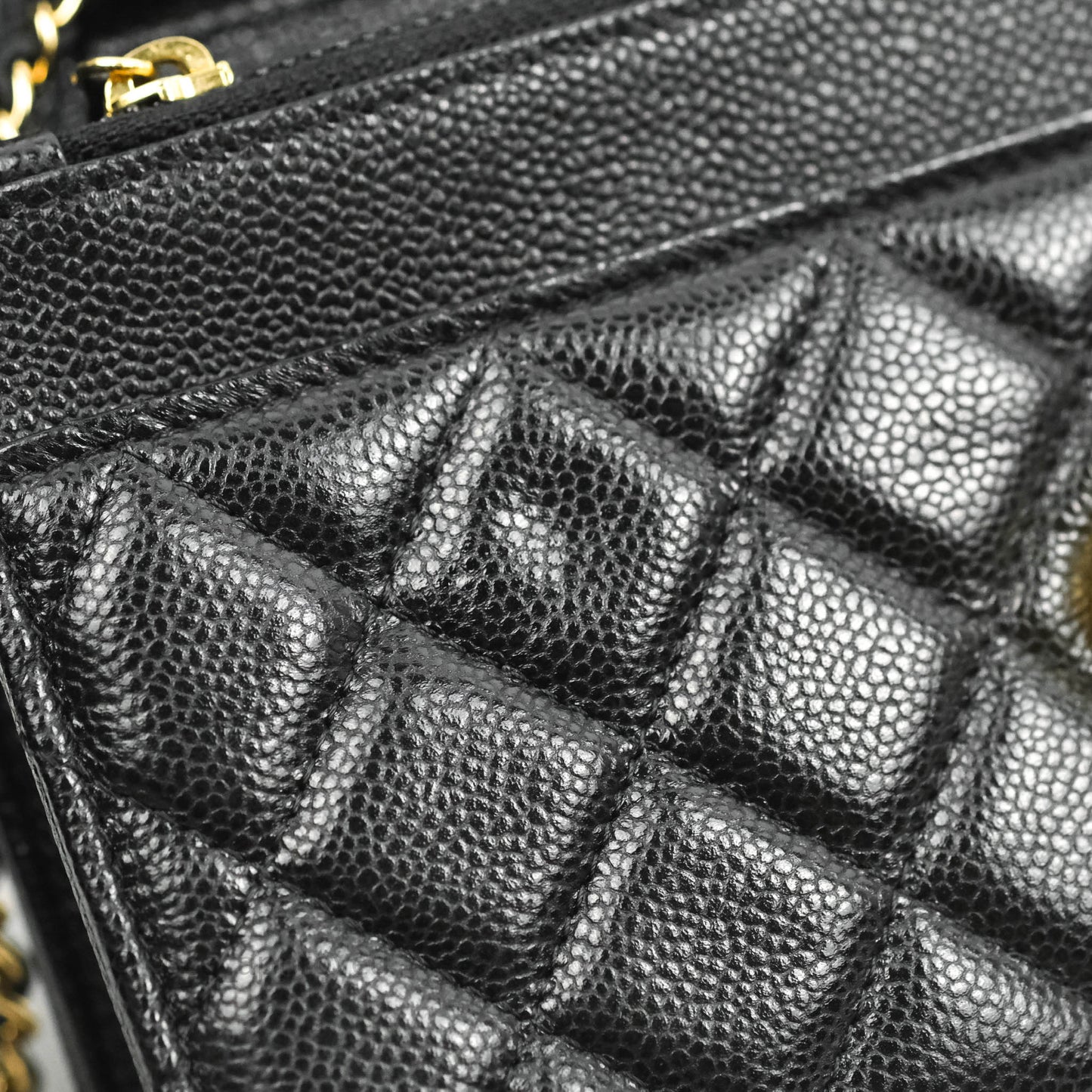 Chanel Quilted Wallet on Chain WOC CC Coco Chain Black Caviar Gold Hardware