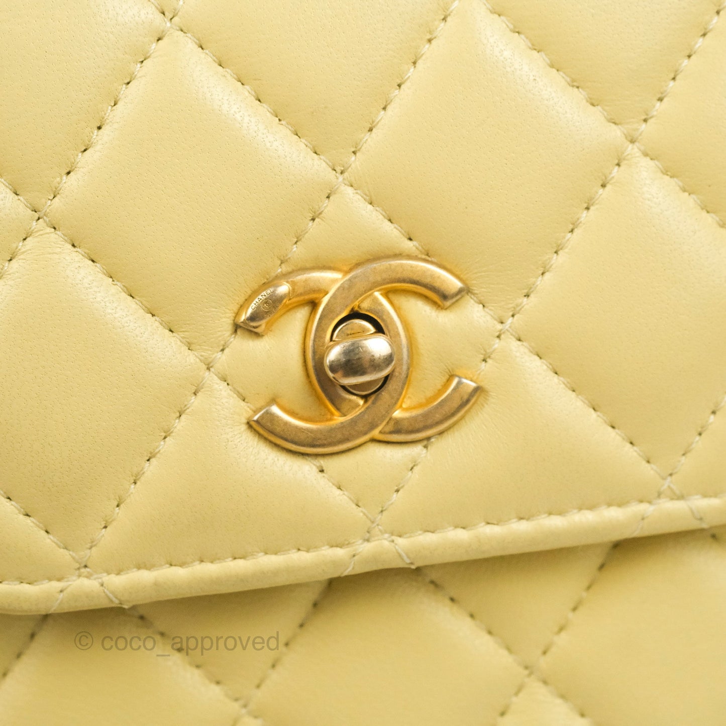 Chanel Quilted Pearl Crush Phone Holder With Chain Yellow Lambskin