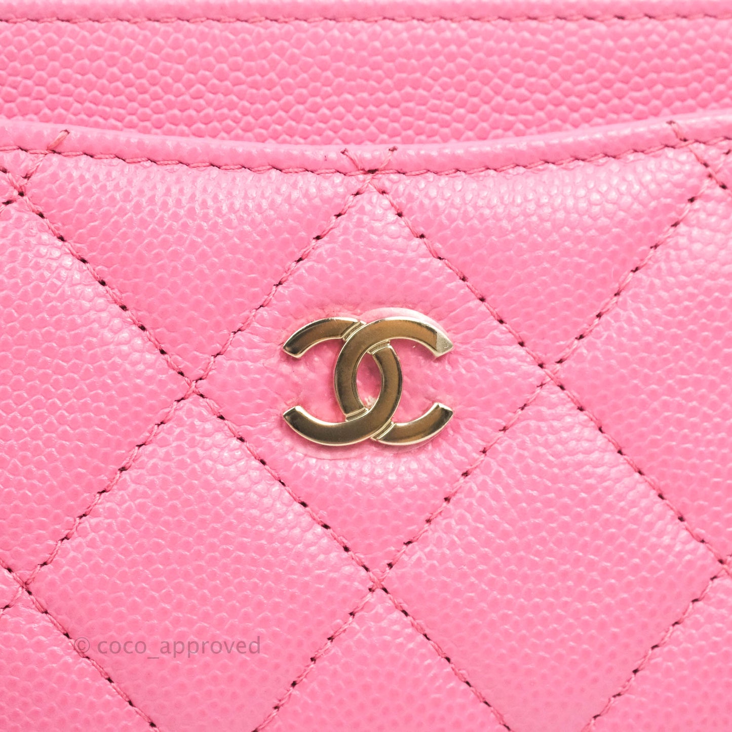 Chanel Classic Flat Card Holder Pink Caviar Gold Hardware
