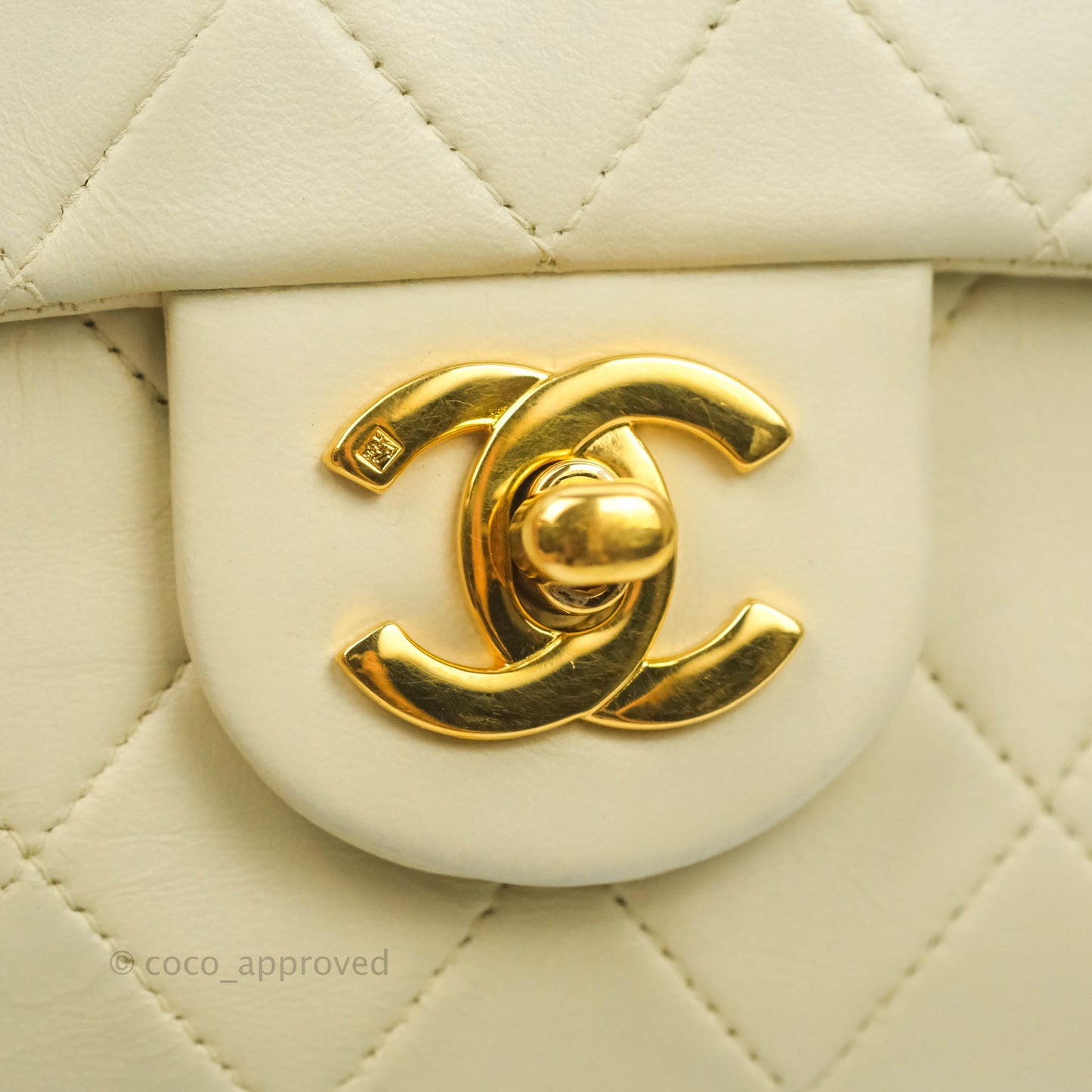 Chanel Vintage Mini Square Beige Lambskin 24K Gold Hardware