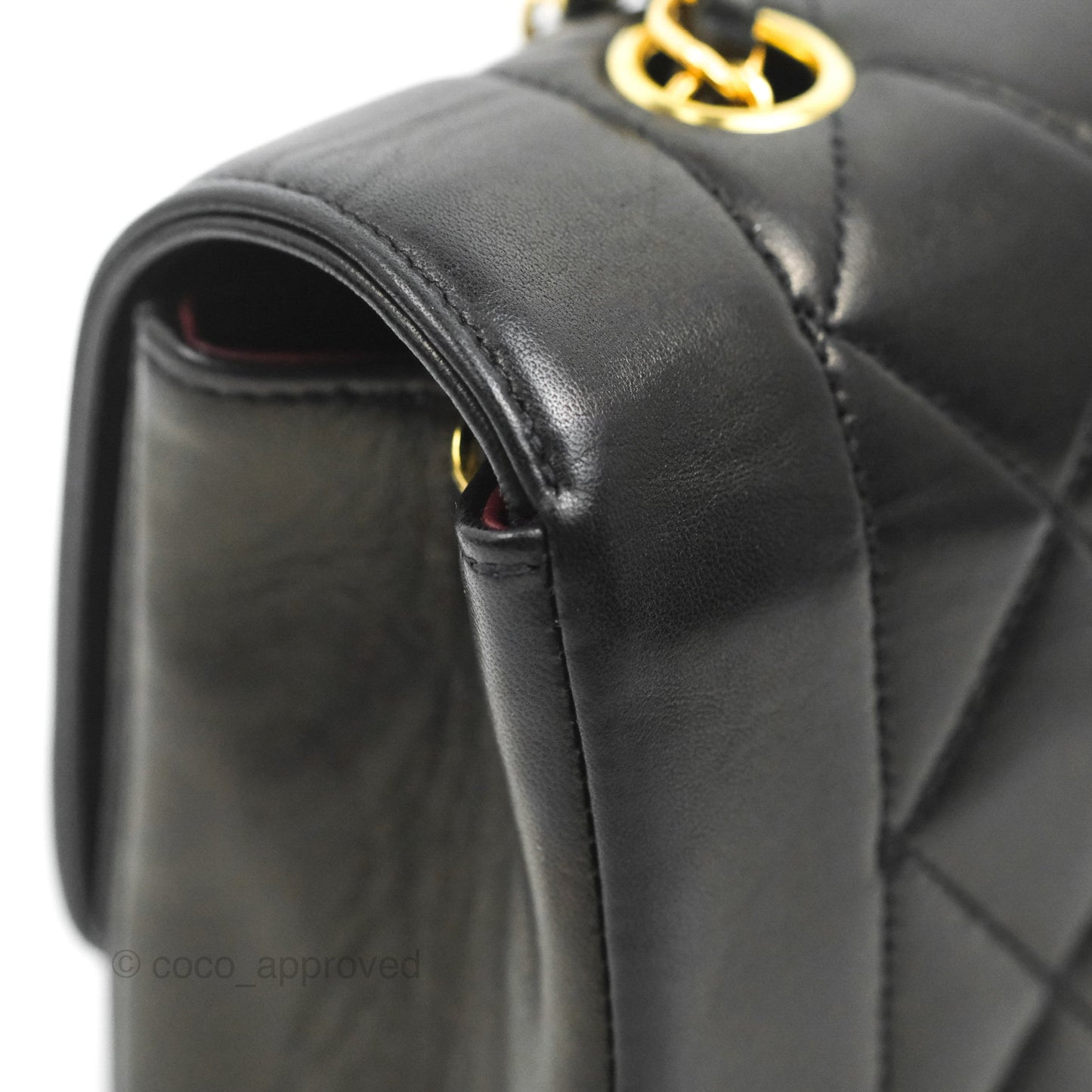 Chanel Vintage Small Quilted Classic Diana Flap Bag Black Lambskin 24K Gold Hardware