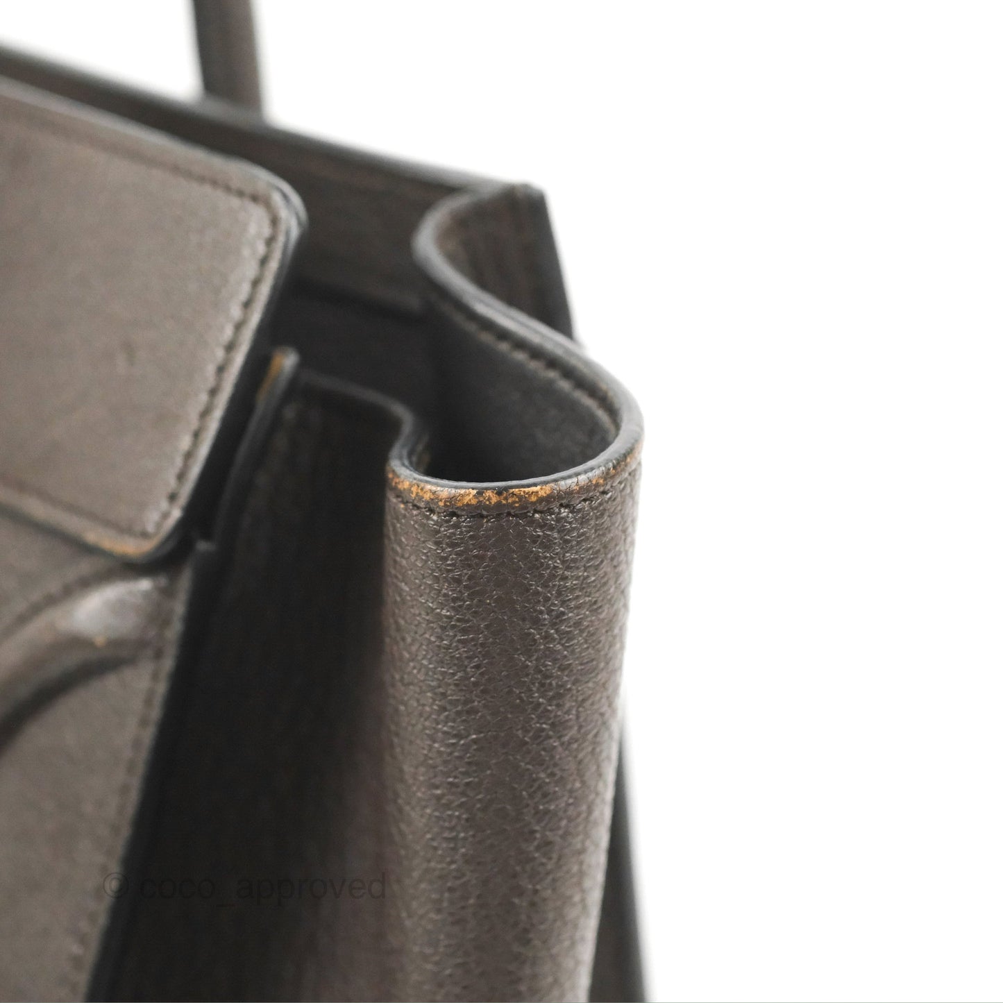 Celine Micro Luggage Handbag Dark Brown Grained Calfskin