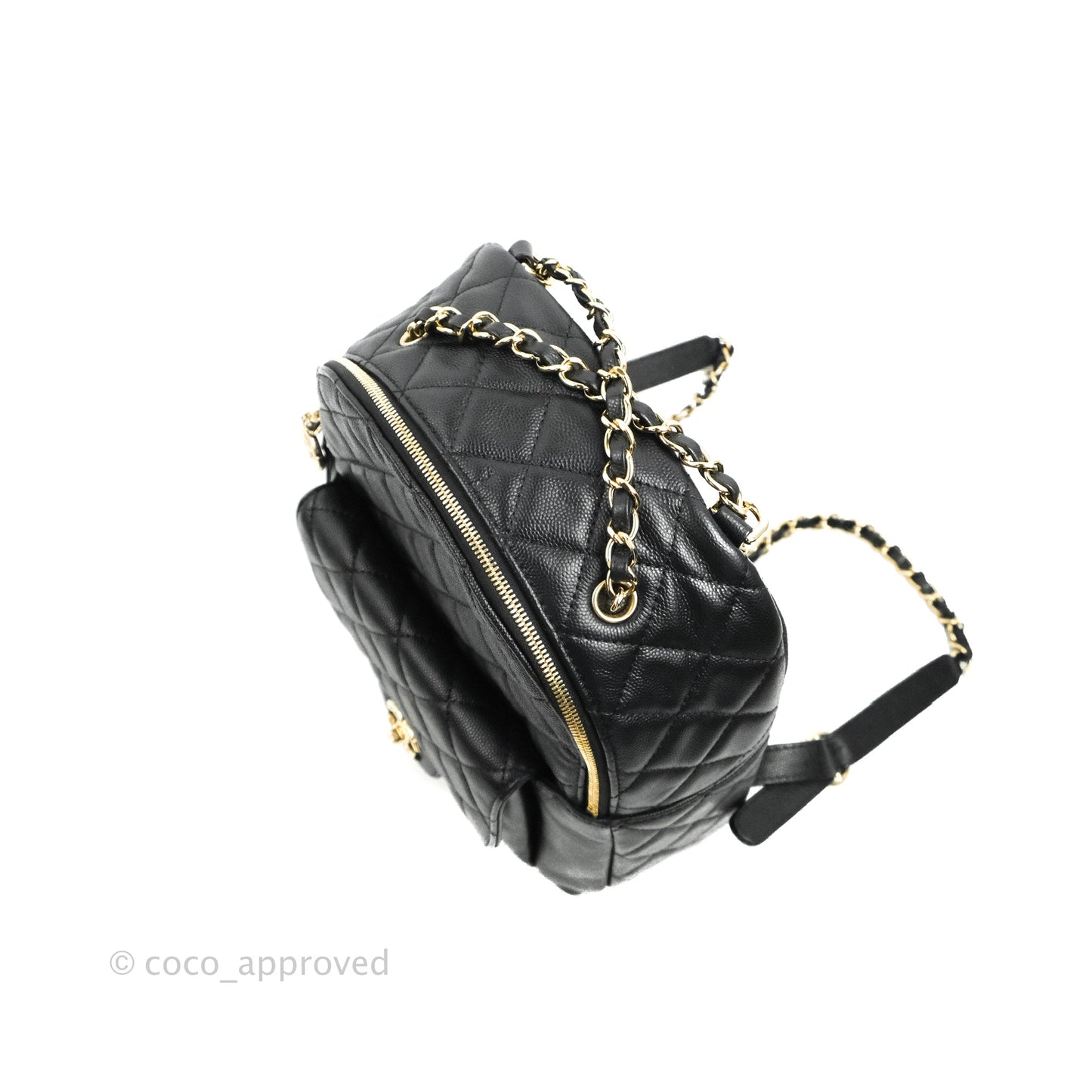 Chanel Quilted Large CC Day Backpack Black Caviar Gold Hardware