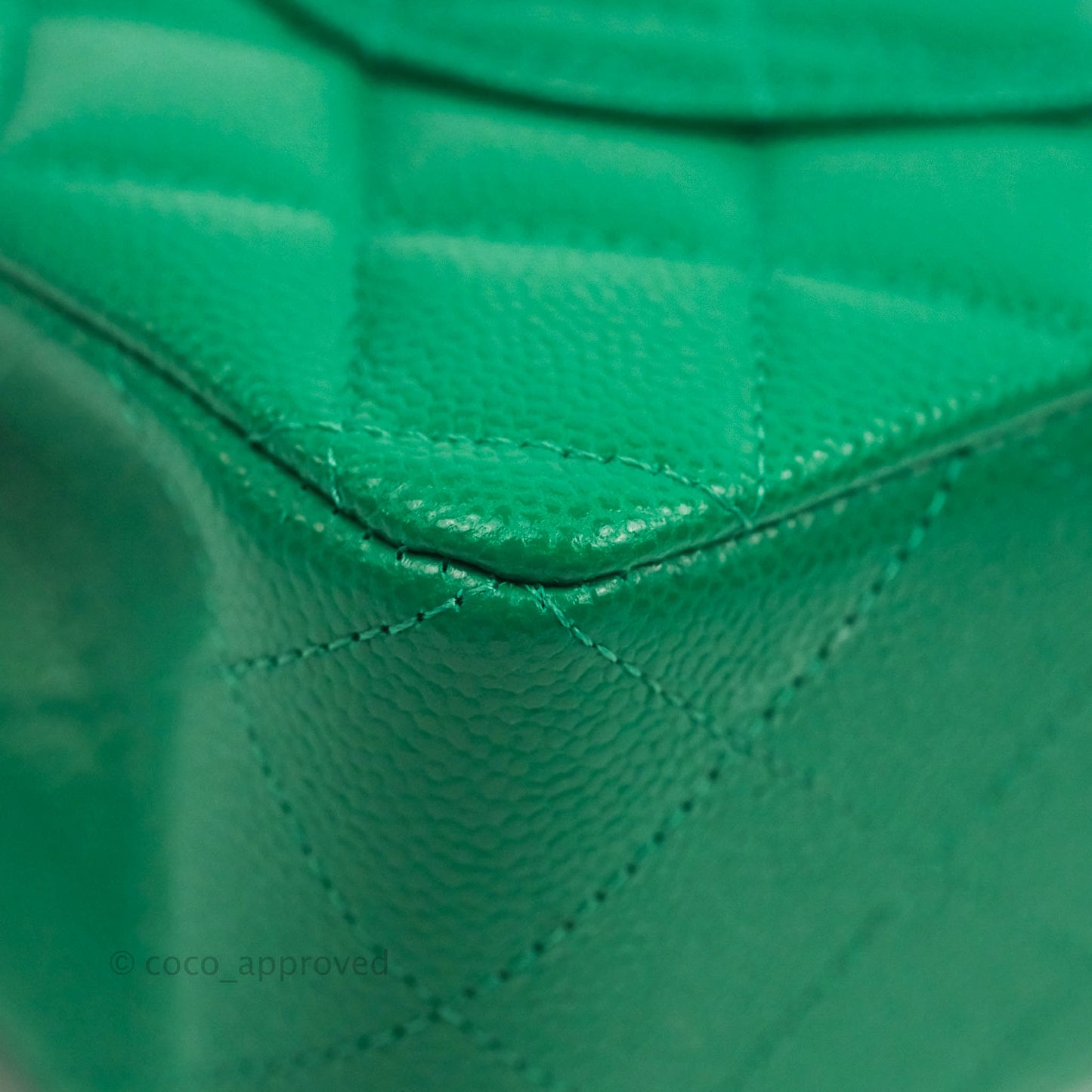 Chanel Small Classic Quilted Flap Green Caviar Silver Hardware 20B