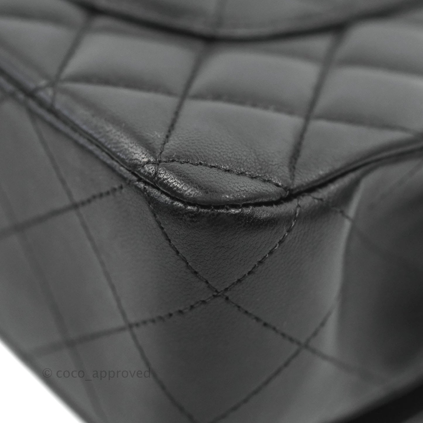 Chanel Classic M/L Medium Flap Quilted Black Lambskin Silver Hardware
