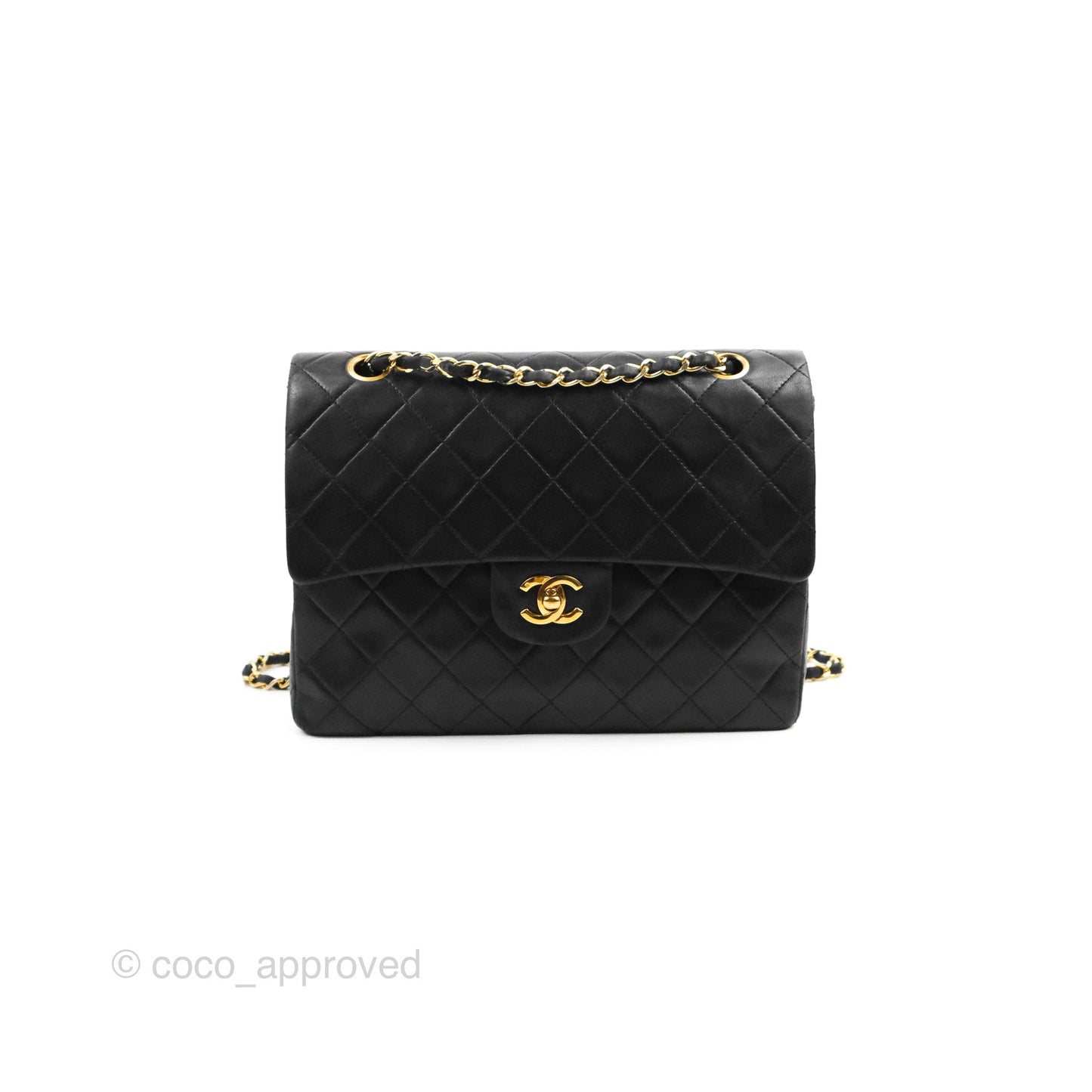 Chanel Vintage Square Flap Bag Black Lambskin 24K Gold Hardware