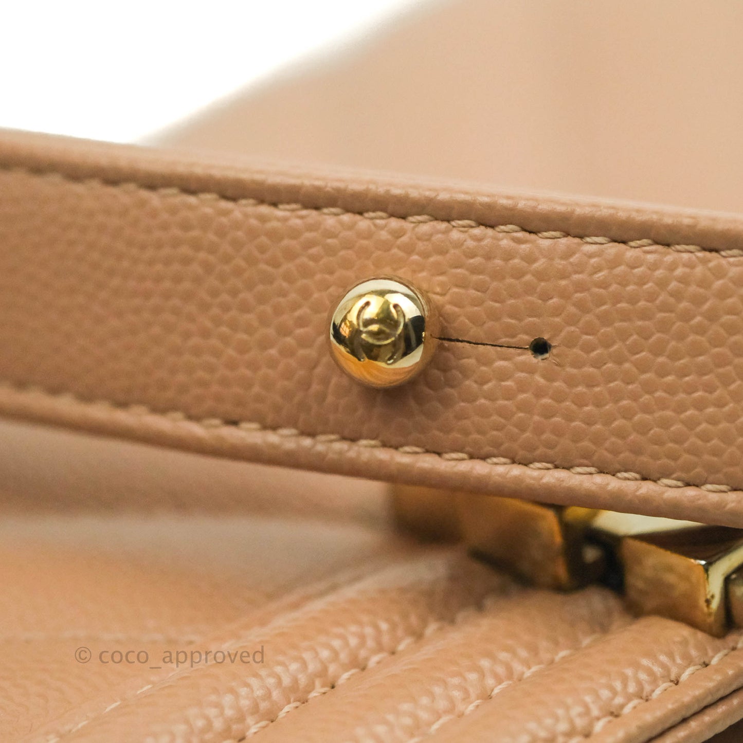 Chanel Small Chevron Boy Dark Beige Caviar Gold Hardware