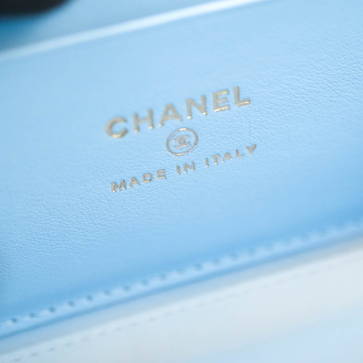Chanel Vanity Rectangular with Top Handle Pick Me Up Blue Caviar Aged Gold Hardware 22S
