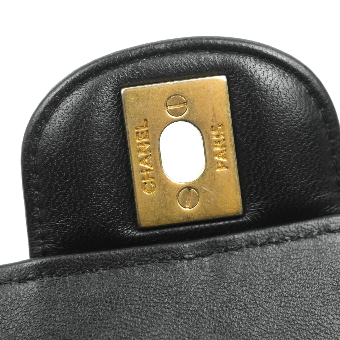 Chanel Chevron Mini Rectangular Flap Black Lambskin Aged Gold Hardware