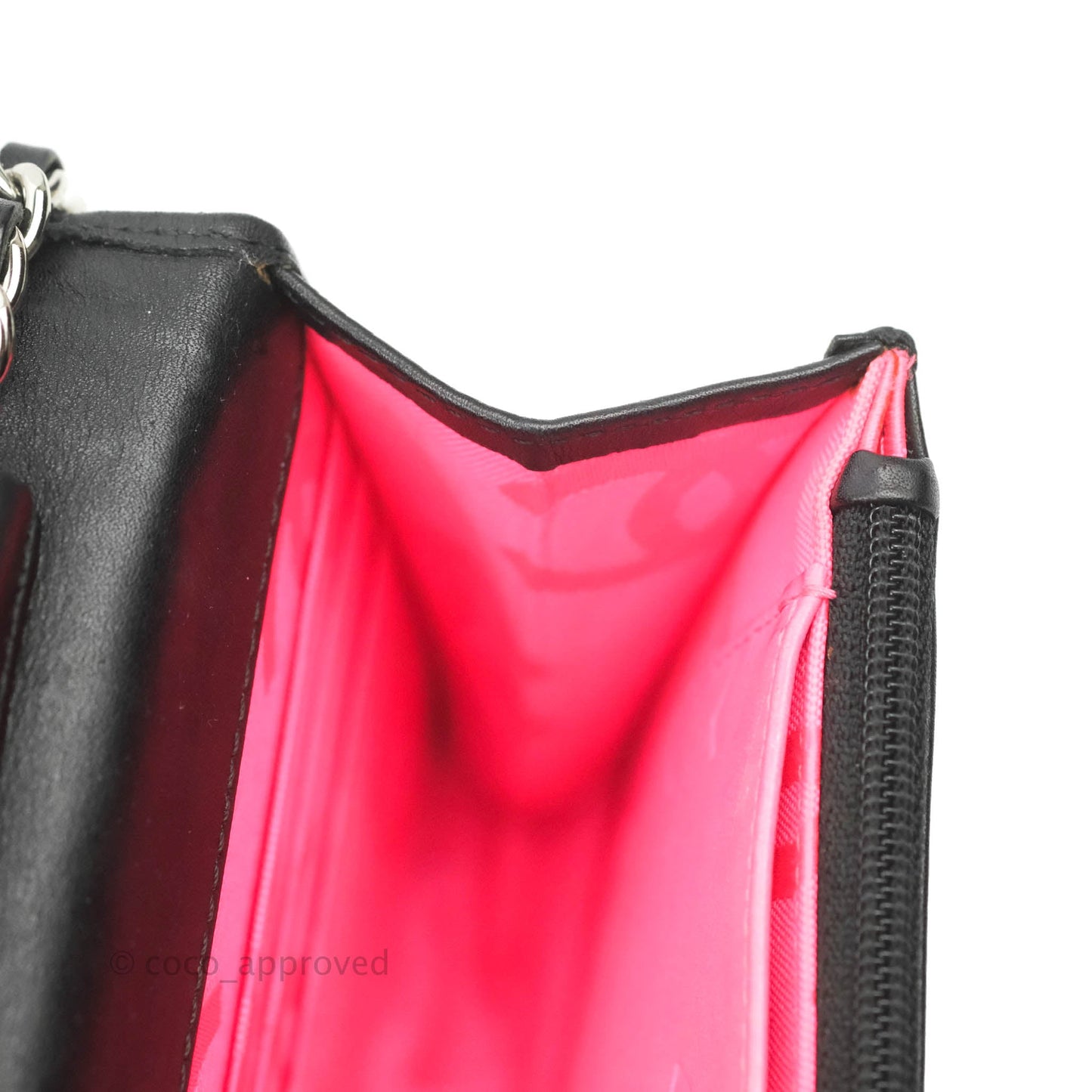 Chanel Calfskin Quilted Cambon Wallet on Chain WOC Black Silver Hardware