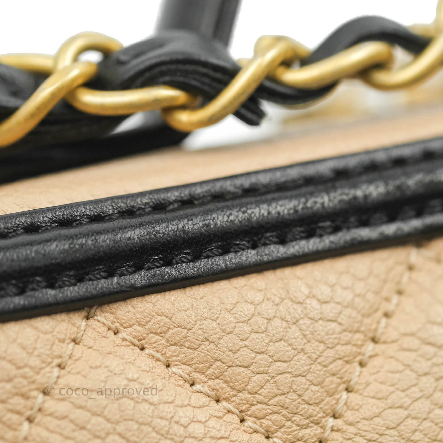 Chanel Quilted Medium CC Filigree Vanity Case Beige Caviar Gold Hardware