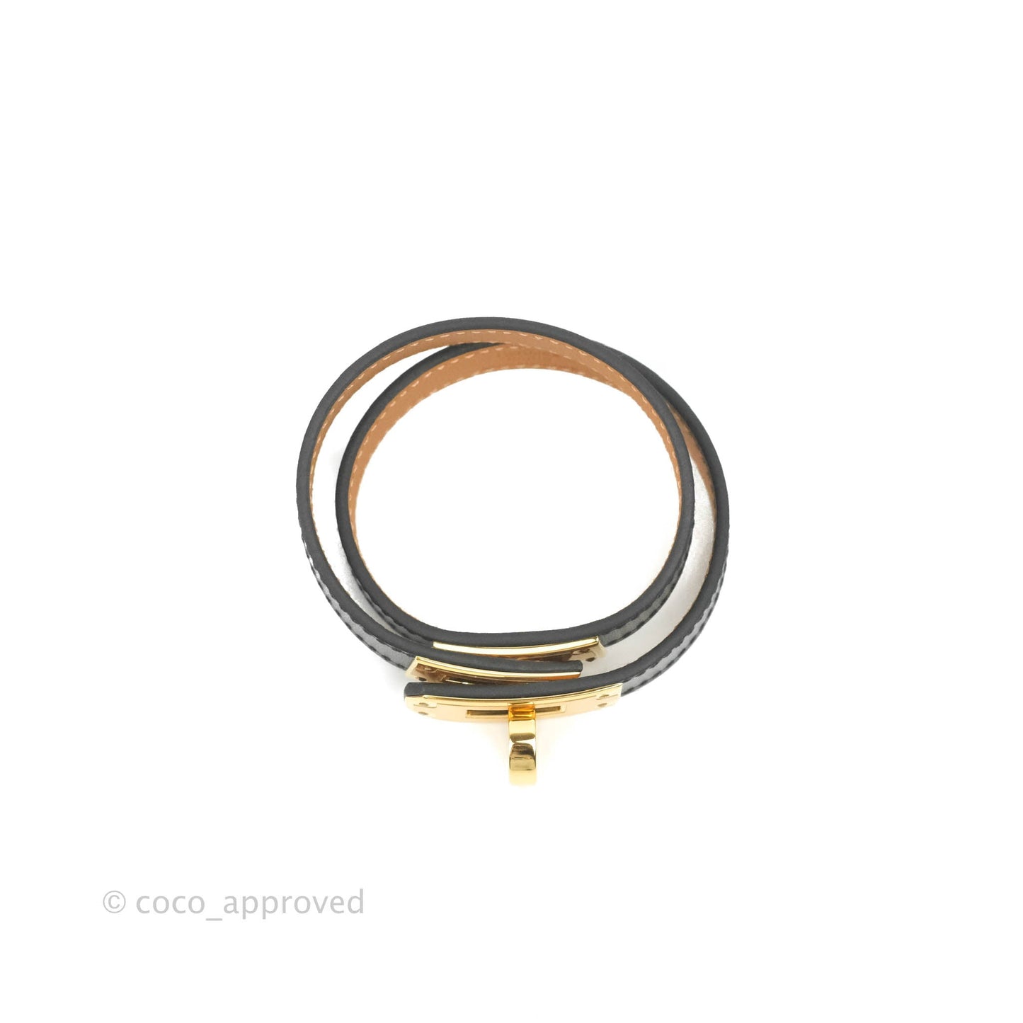 Hermès Kelly Double Tour Swift Bracelet in Black Gold Hardware