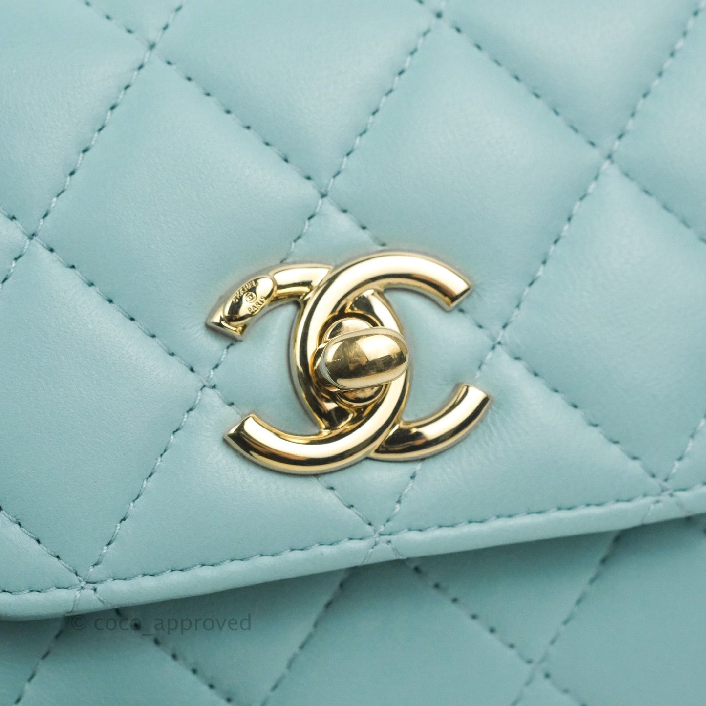 Chanel Mini Quilted Trendy CC Clutch With Chain Tiffany Blue Lambskin Gold Hardware