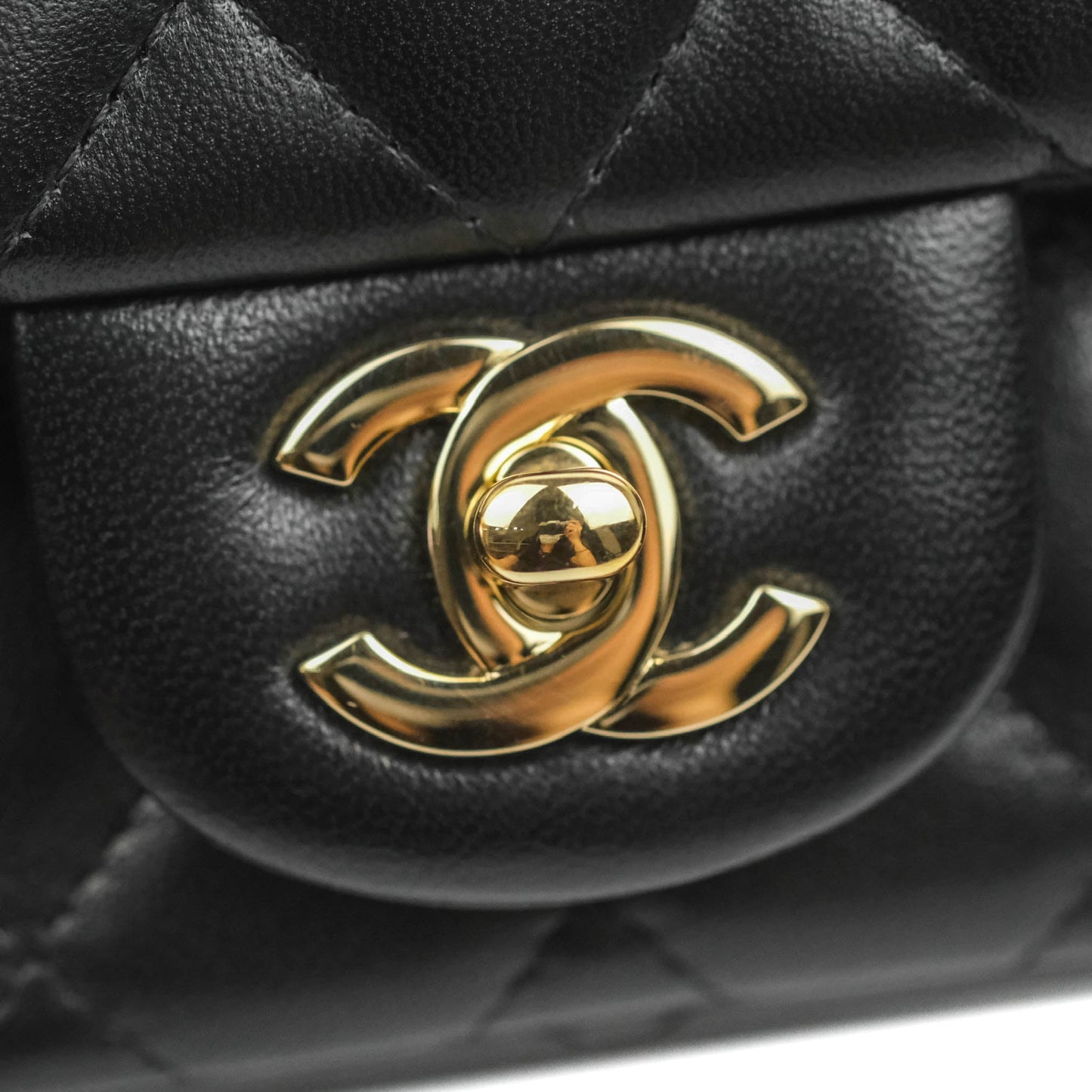 Chanel Mini Square Black Lambskin Gold Hardware