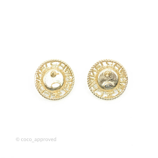 Chanel Pearl CC Round Rope Logo Earrings Gold Tone 21V