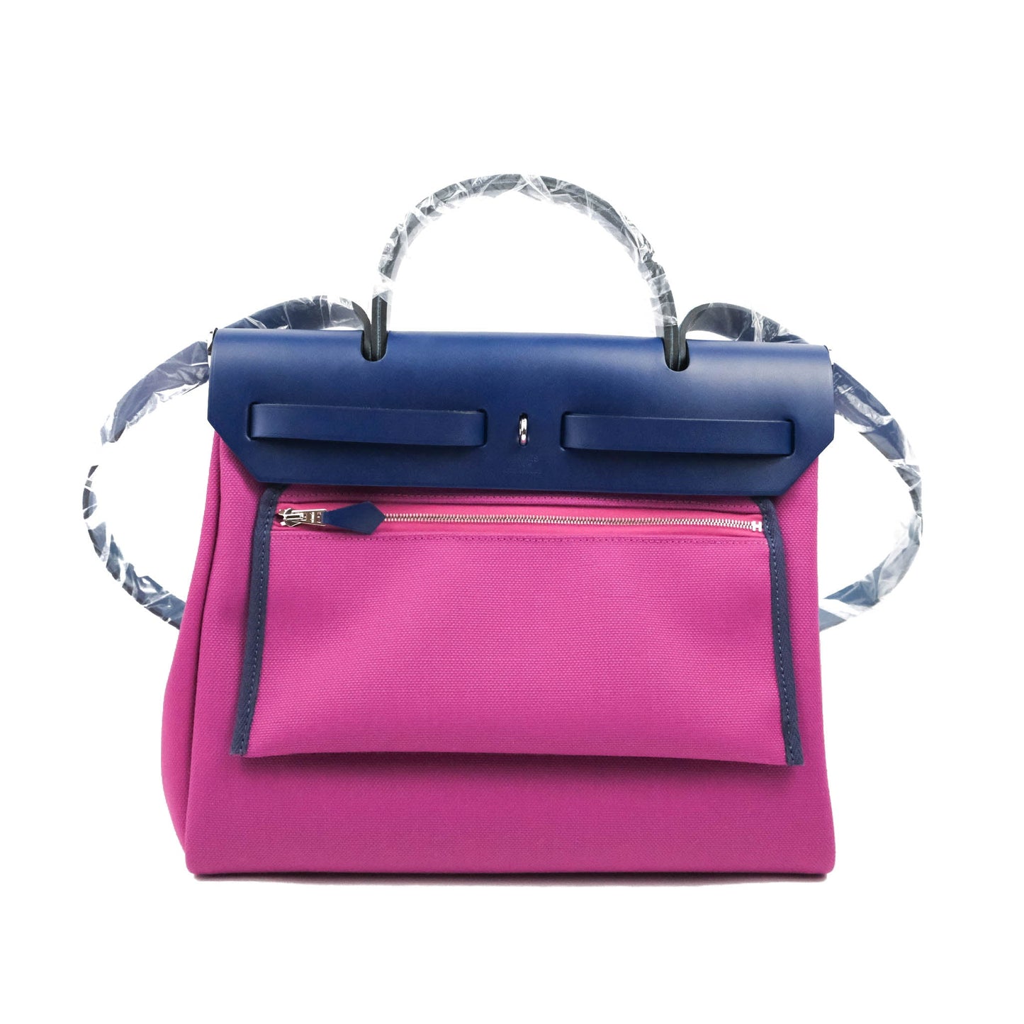 Hermès Herbag Zip 31 Toile Militaire Vache Hunter Rose Pourpre Bleu Saphir Palladium Hardware