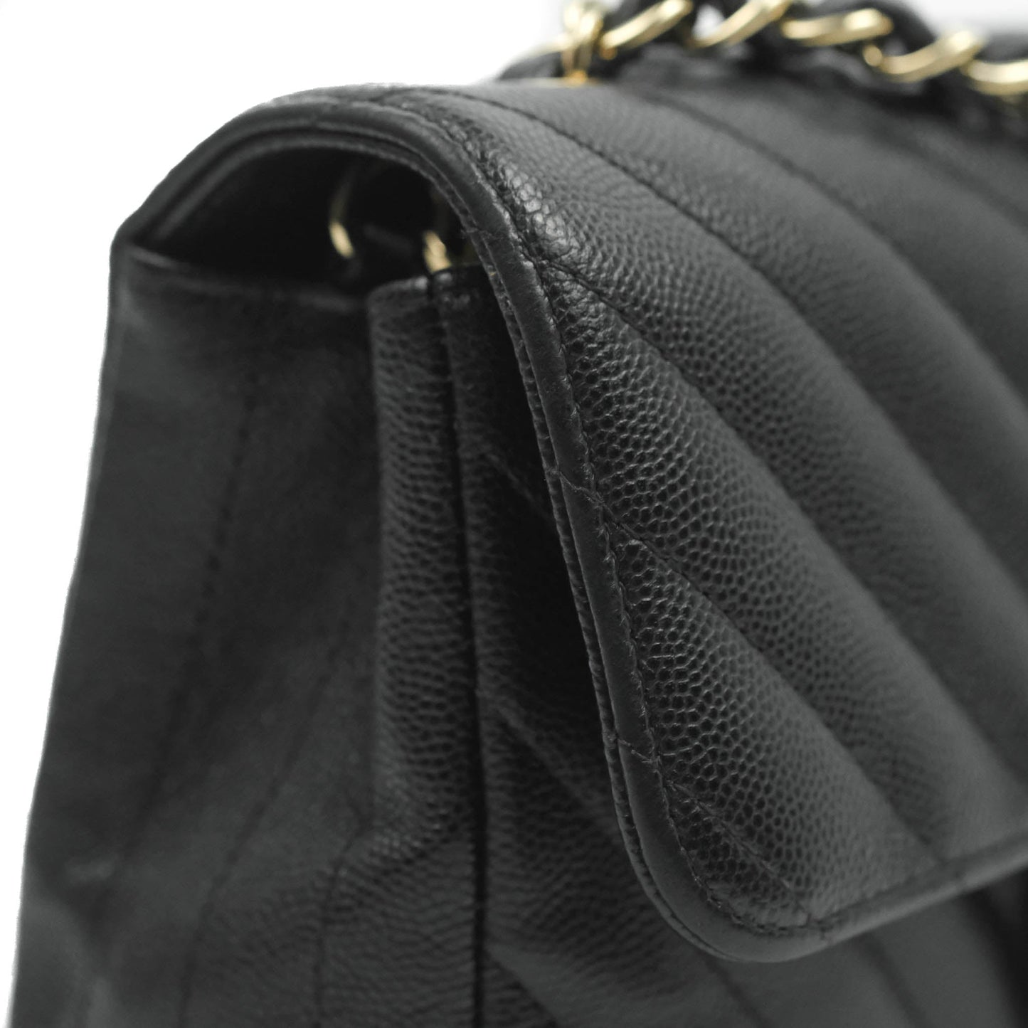 Chanel Chevron Mini Rectangular Flap Black Caviar Gold Hardware